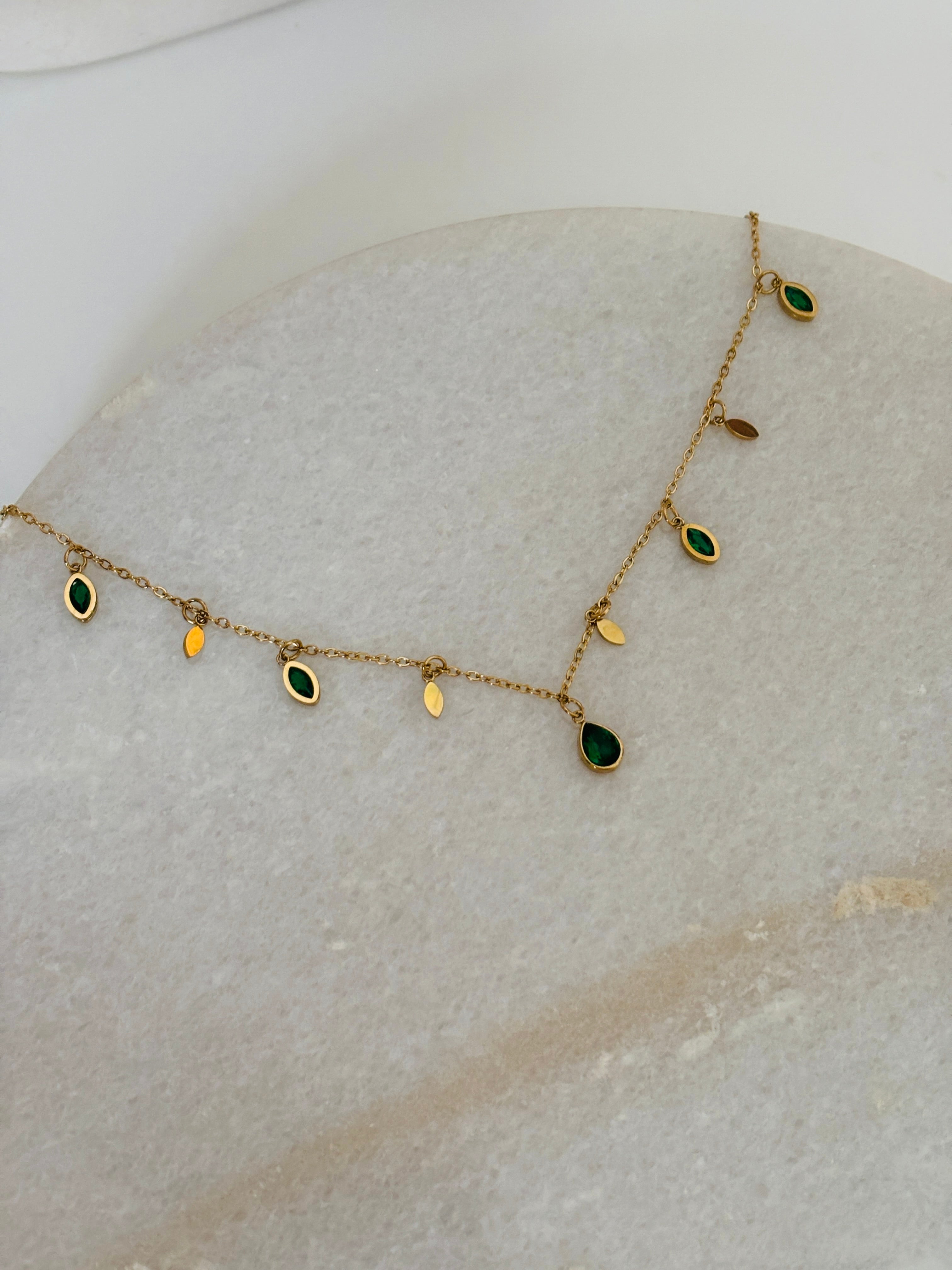 Emerald charm necklace