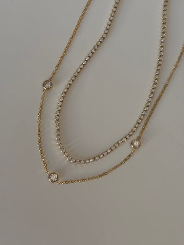 Tennis layer minimal necklace