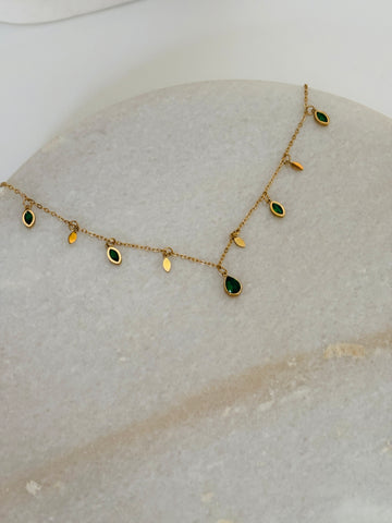 Emerald charm necklace