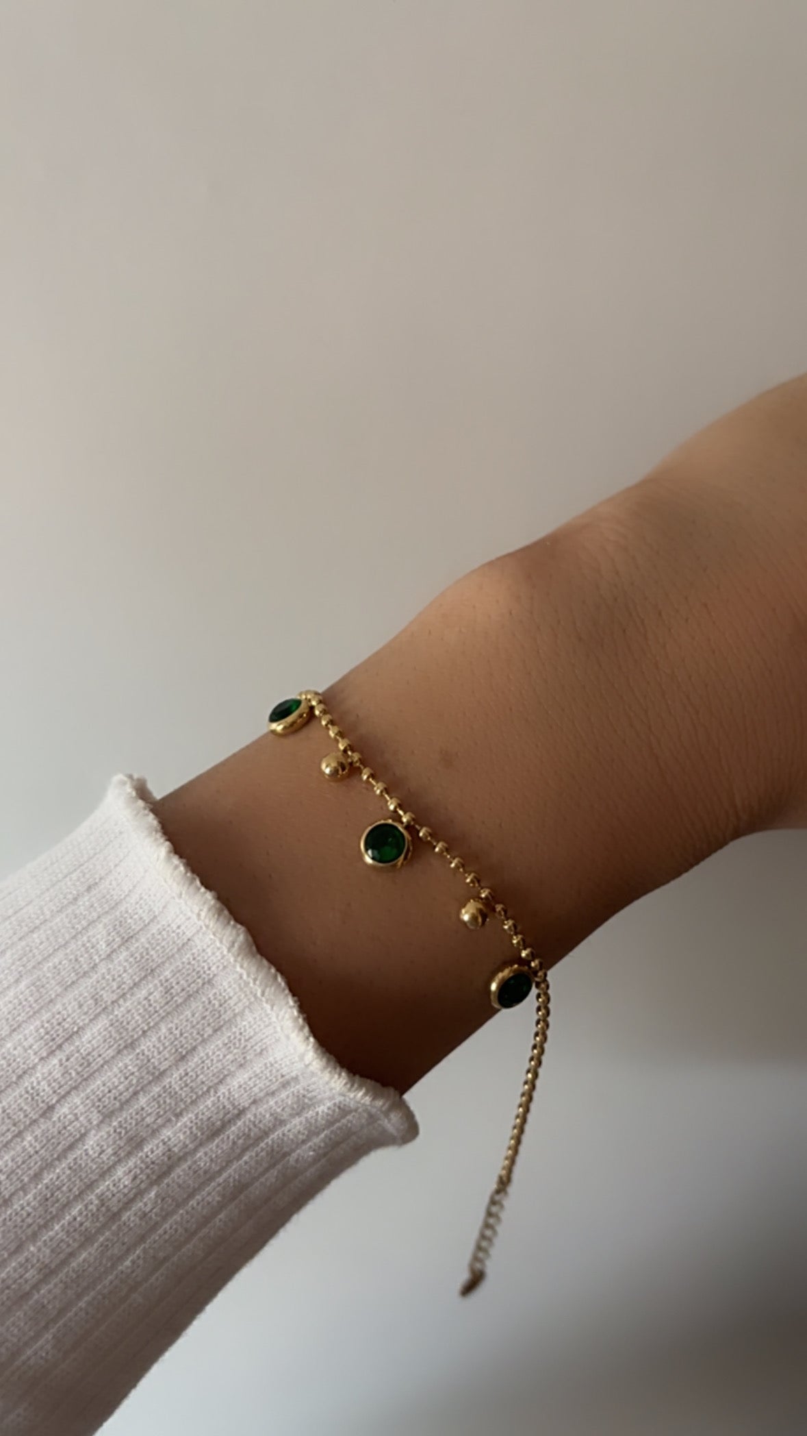 Emerald drop chain bracelet