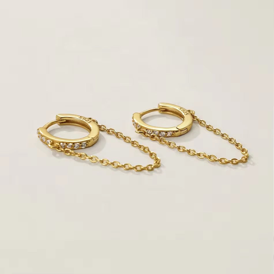 Chain ring hoop earring