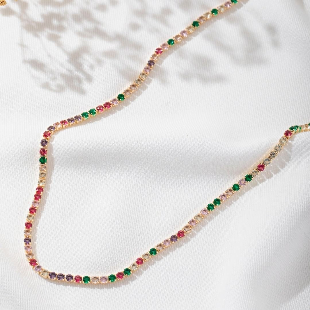 Multi tennis diamond necklace