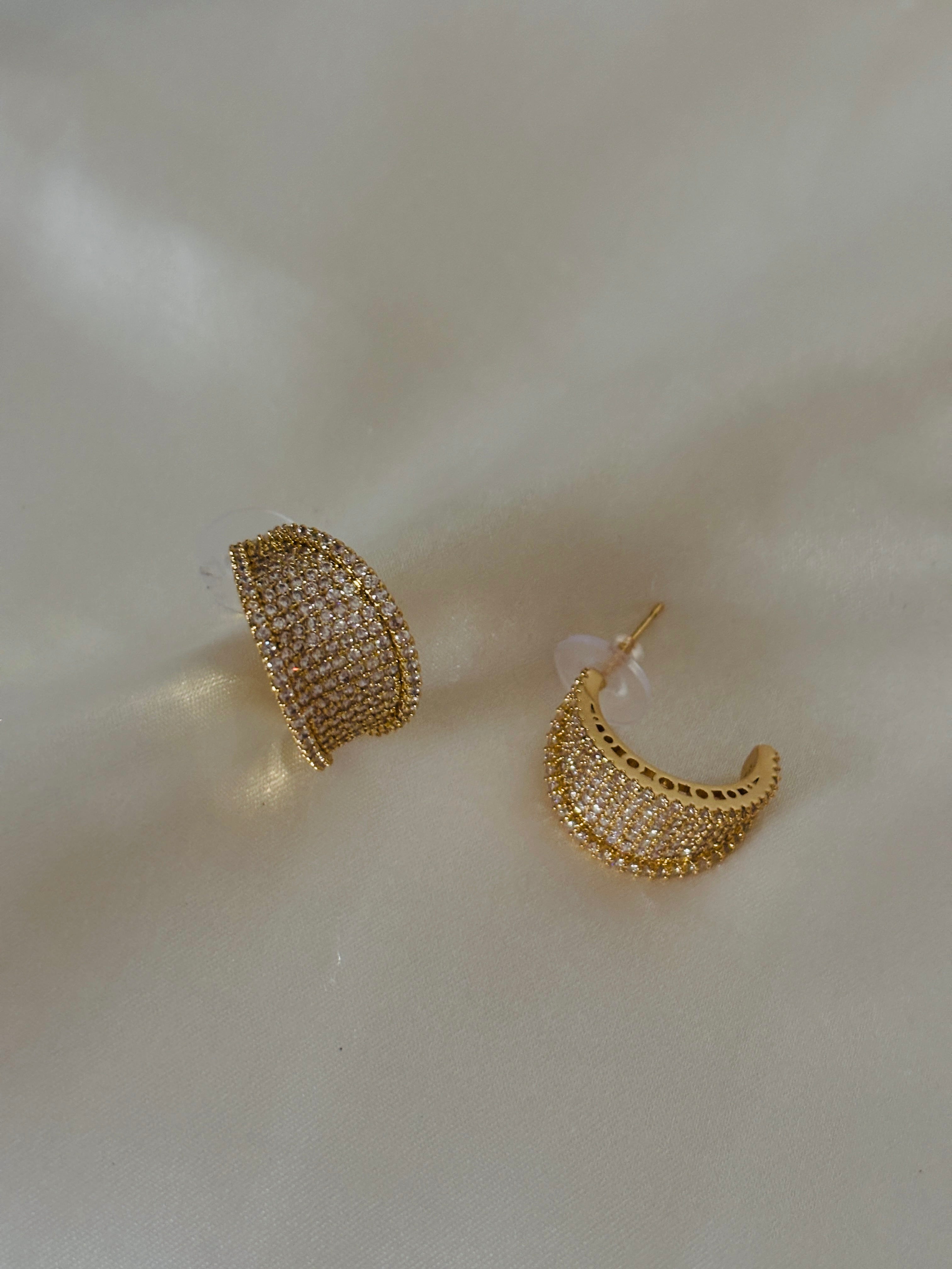 Reina C earrings,AD diamond studded