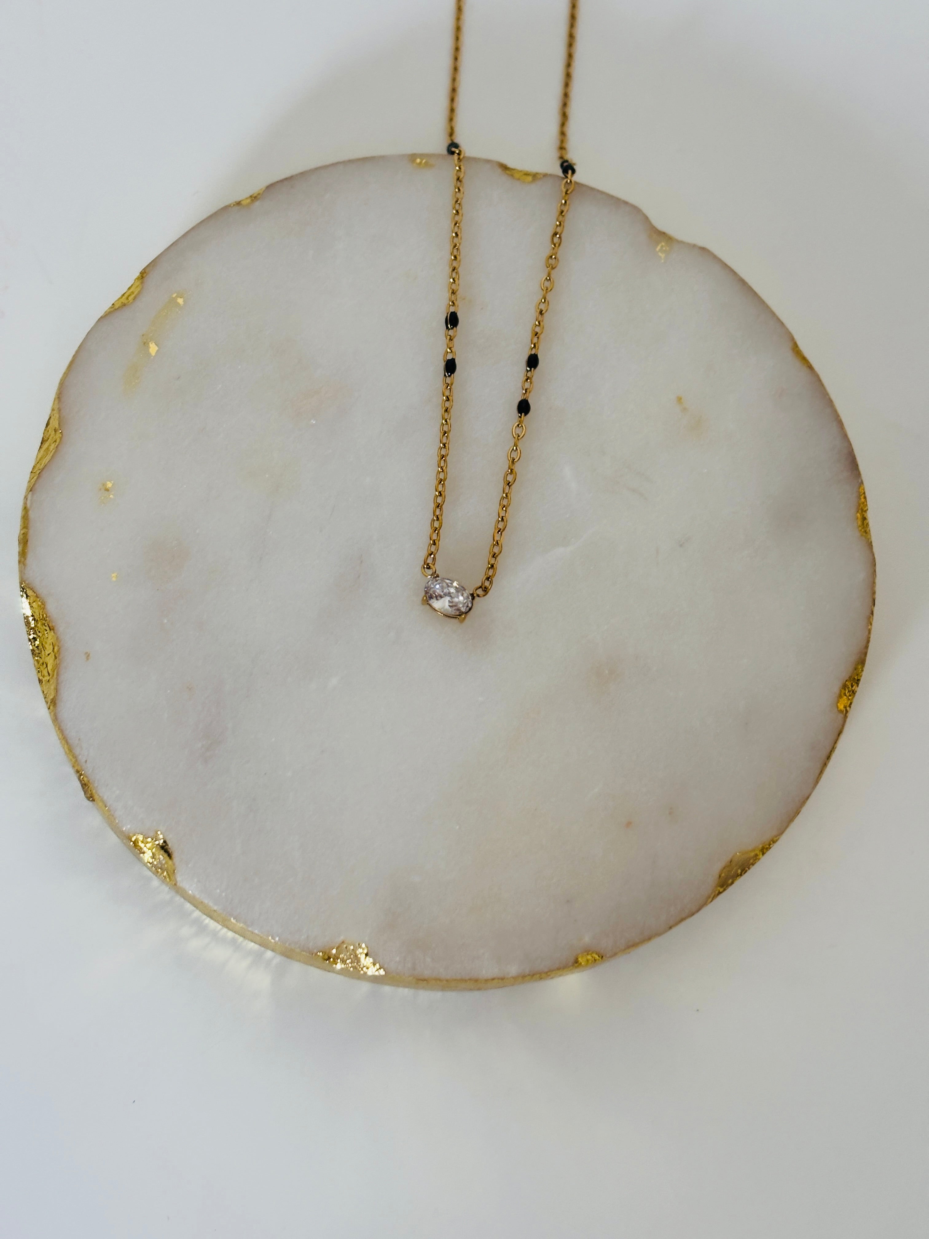Oval solitaire mangalsutra necklace