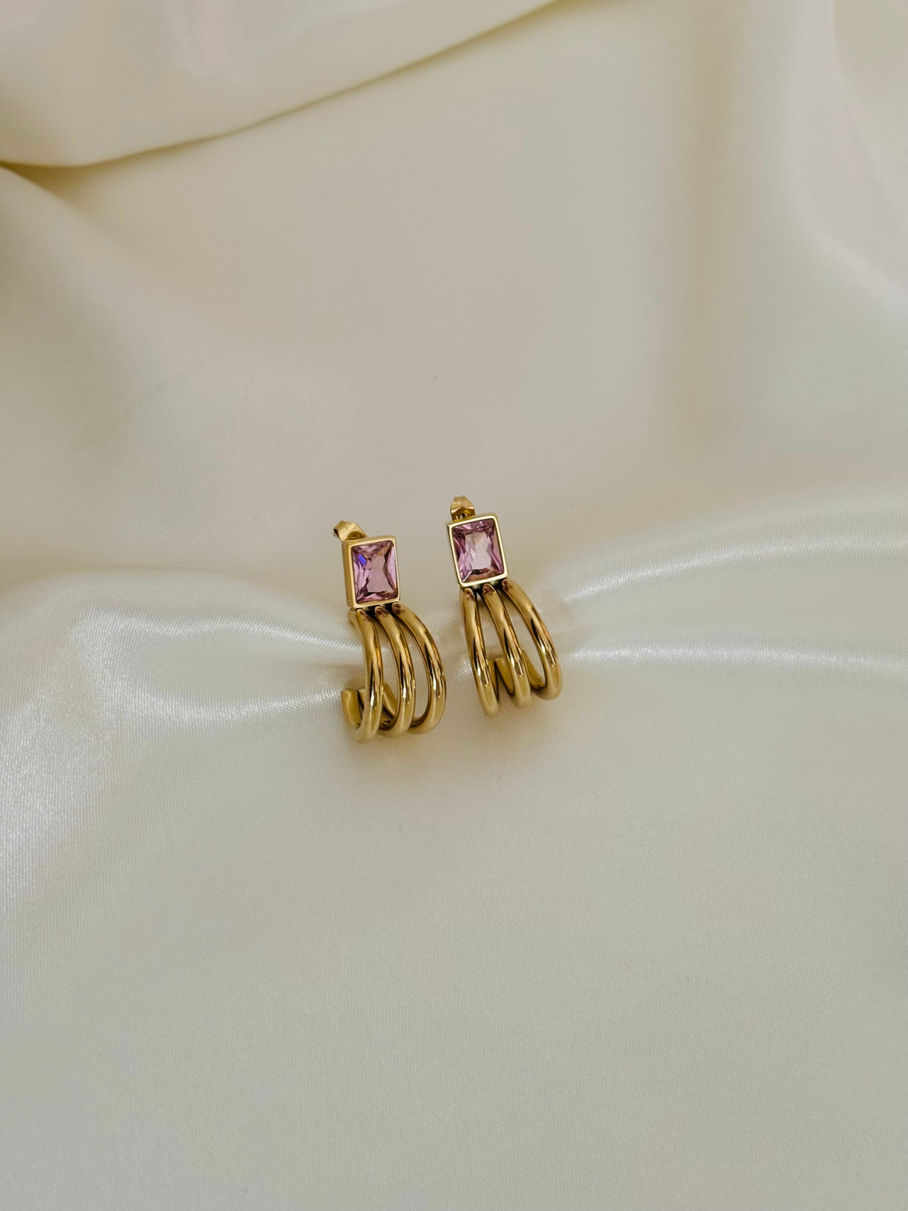 Pink claw earring
