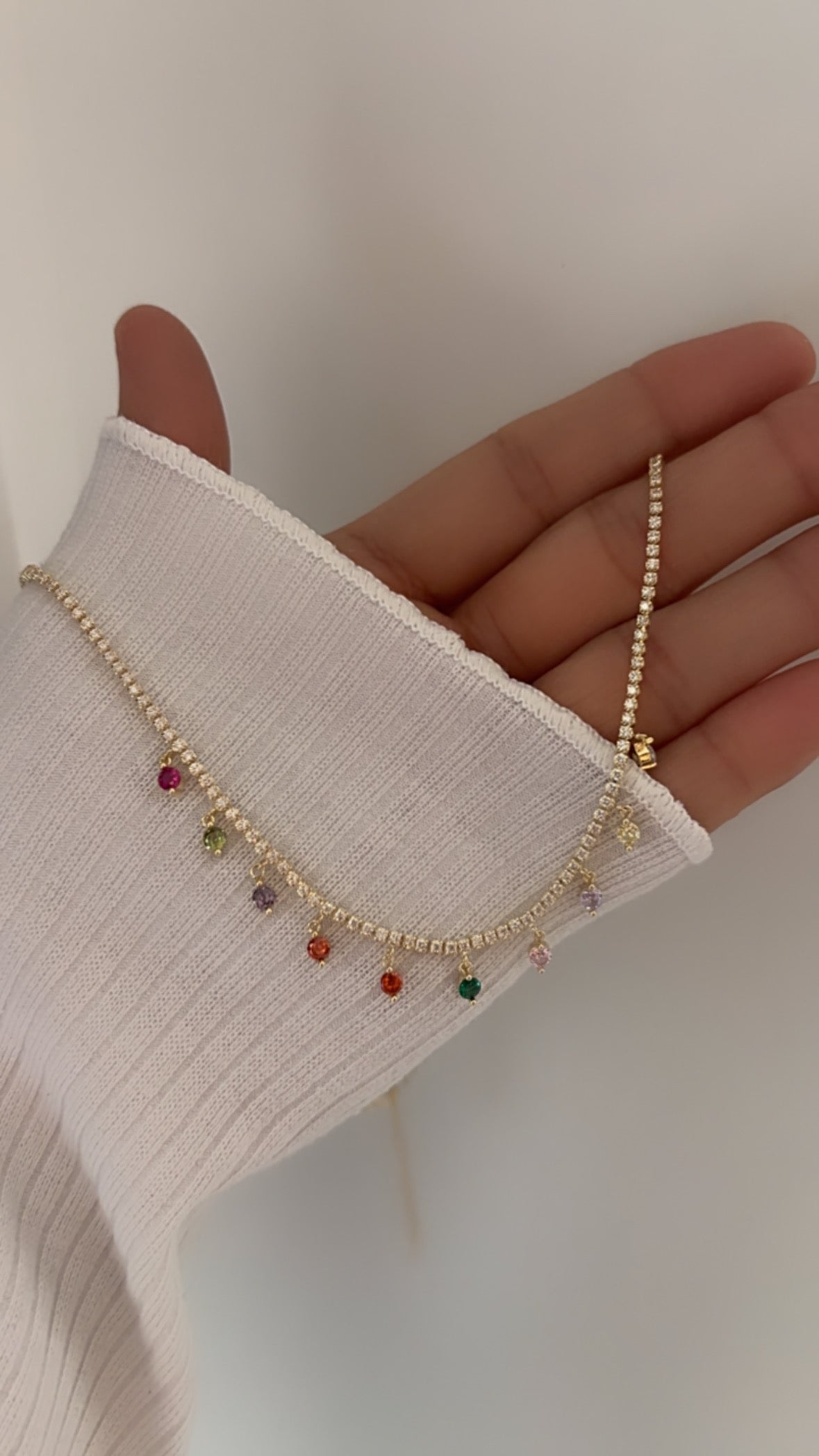 Multi gemstones drop necklace