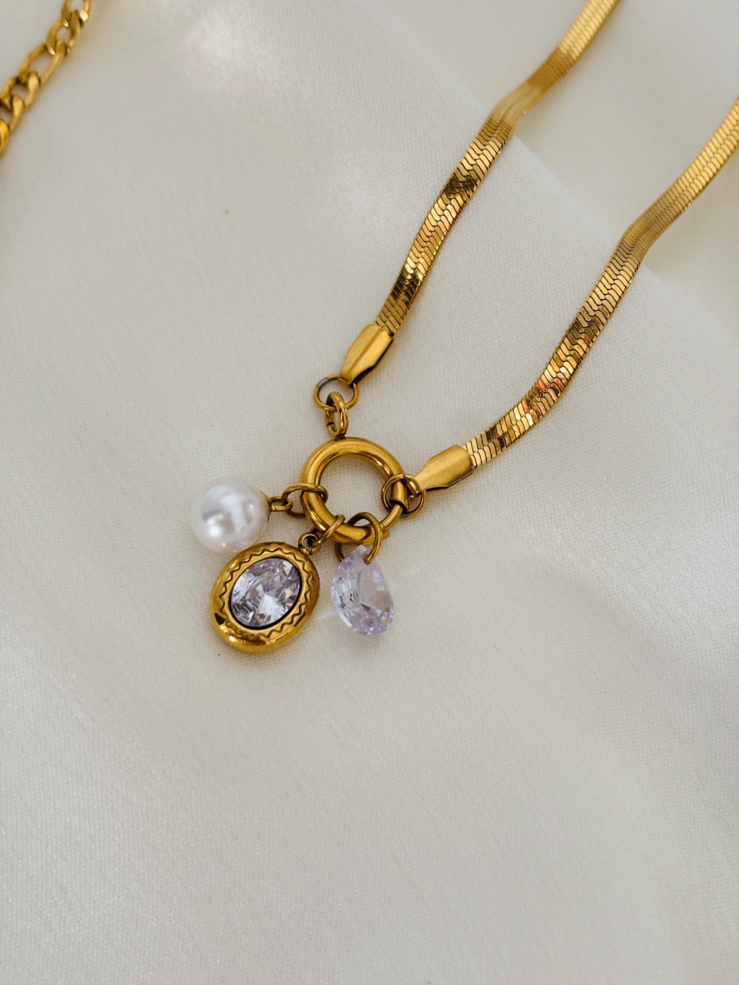 Snake chain with charms necklace