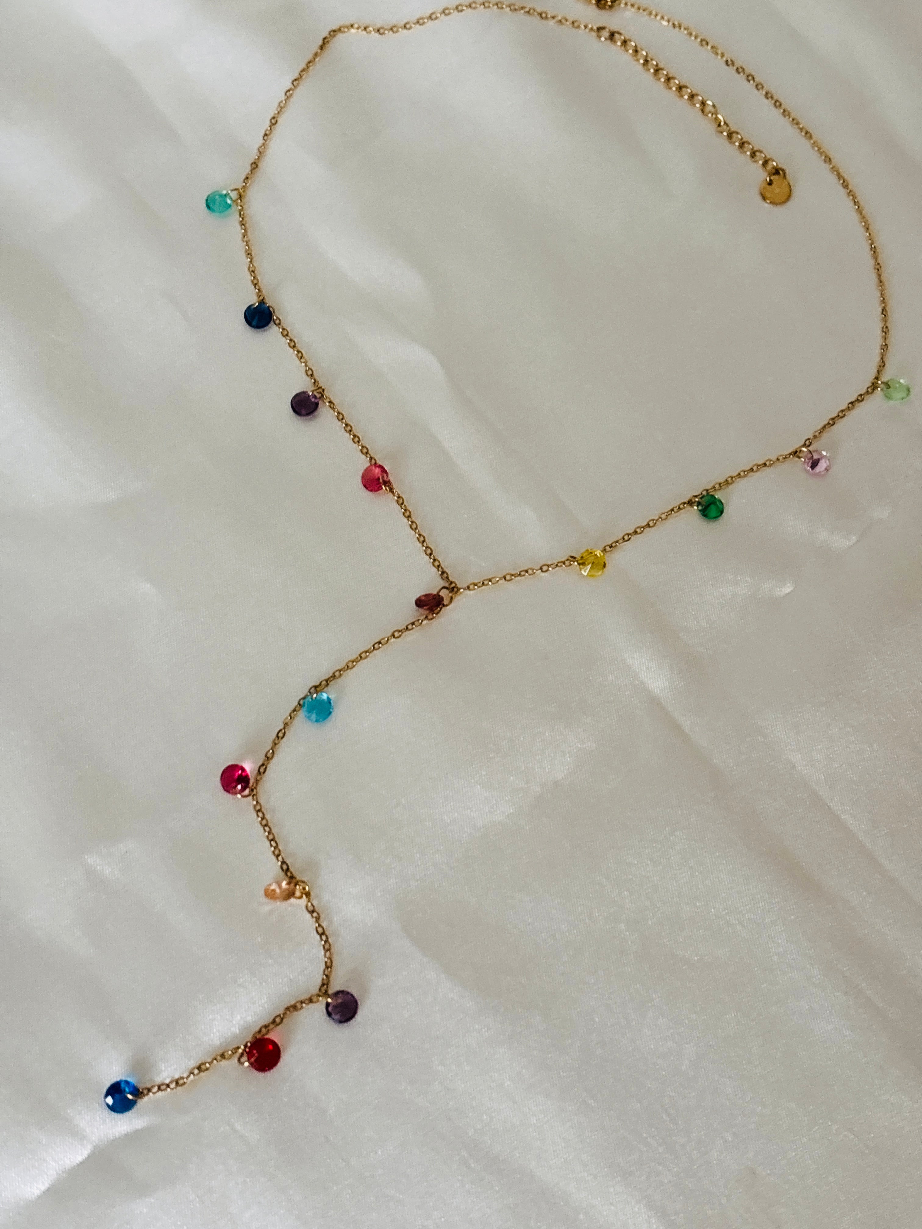 Menesa multi crystal Y necklace