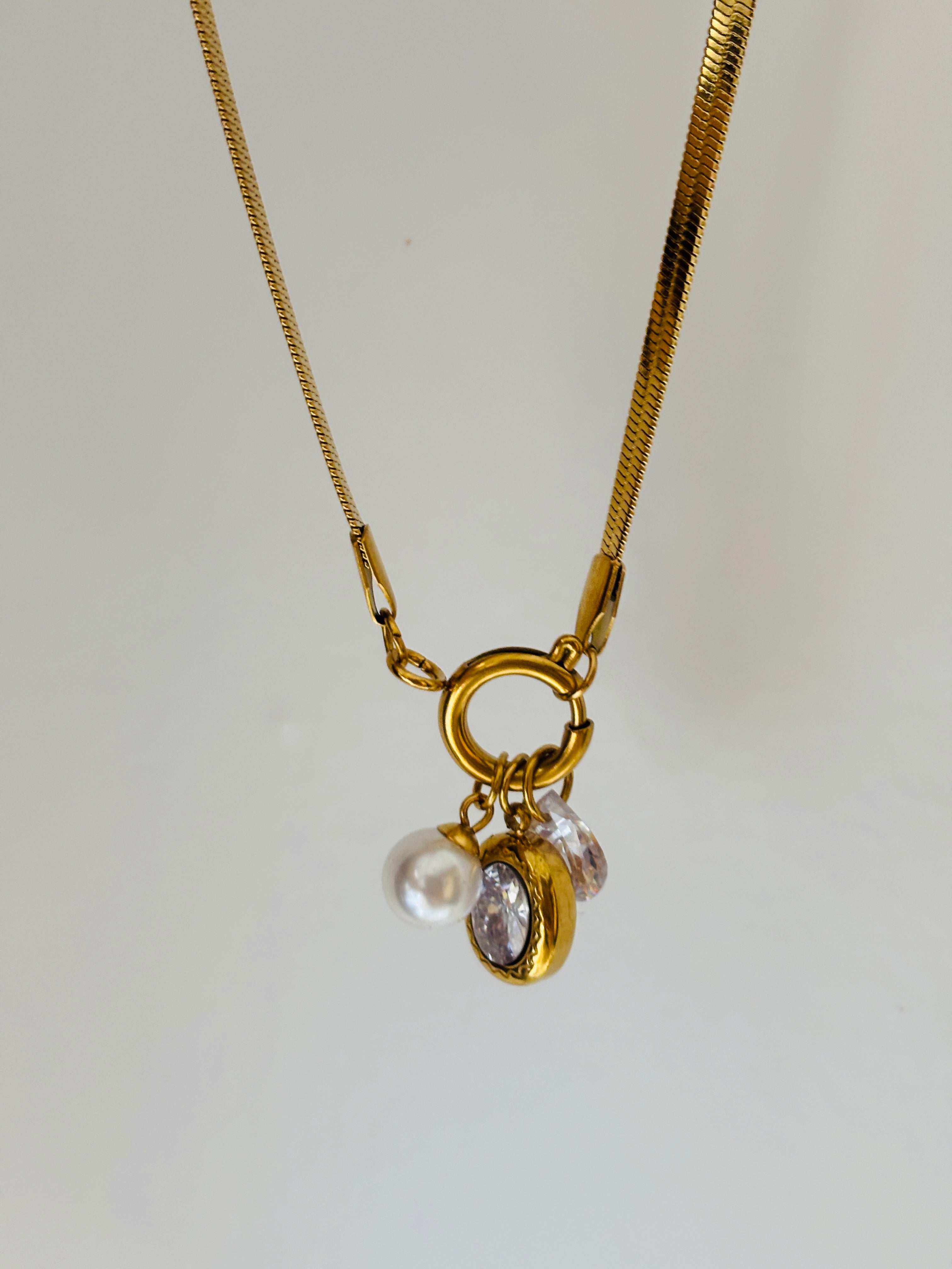 Snake chain with charms necklace