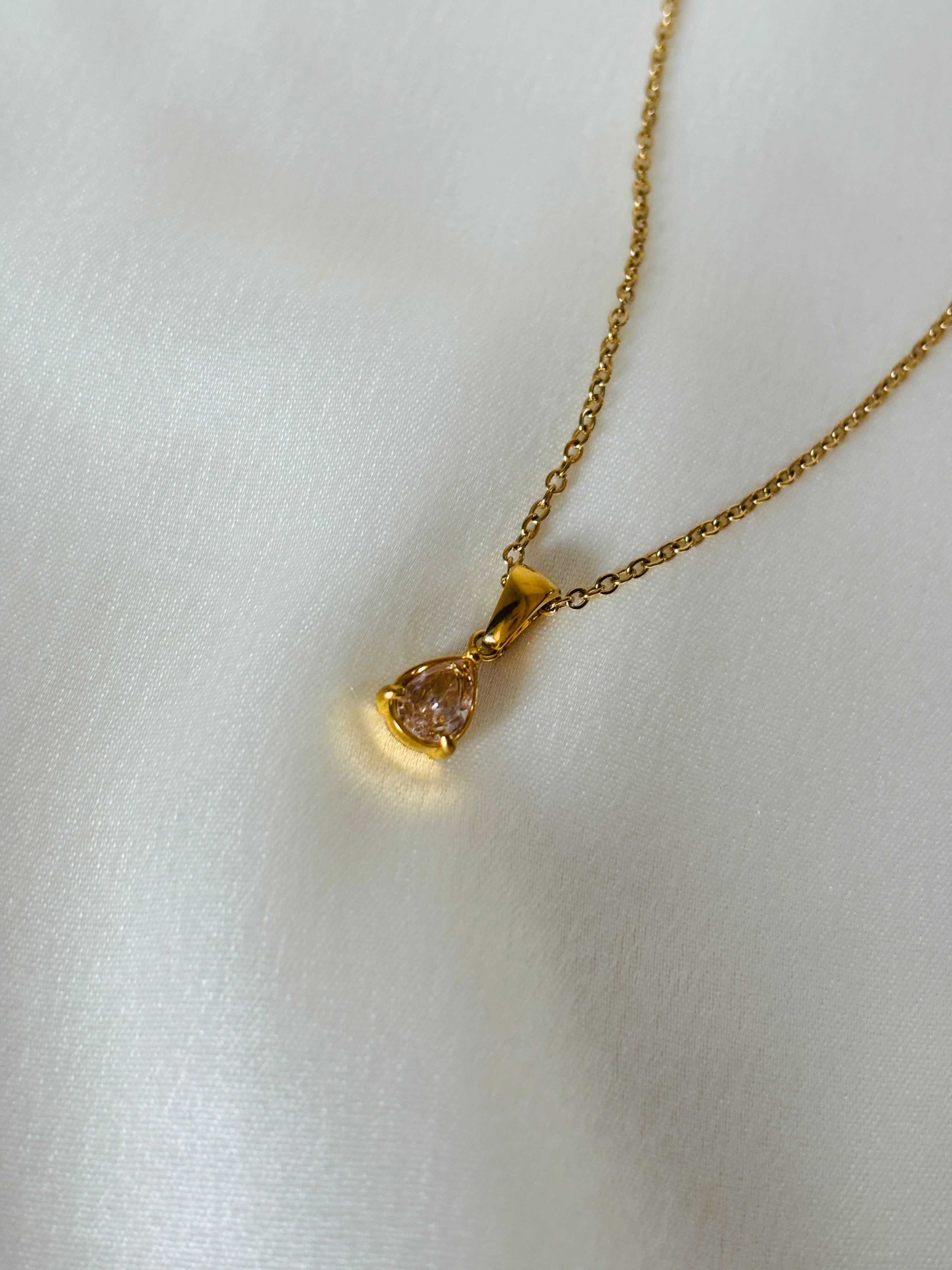 Almond clear drop necklace