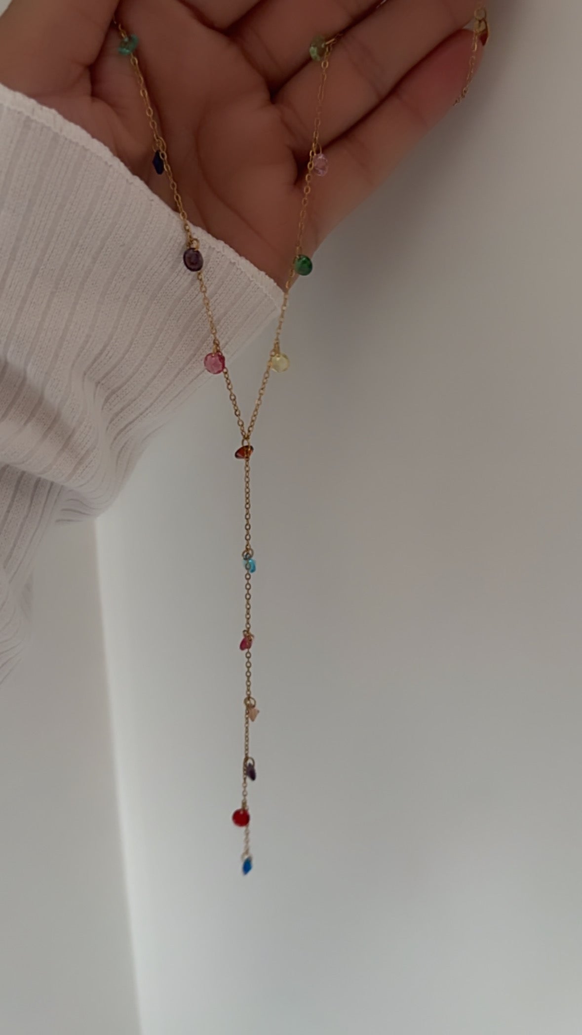 Menesa multi crystal Y necklace