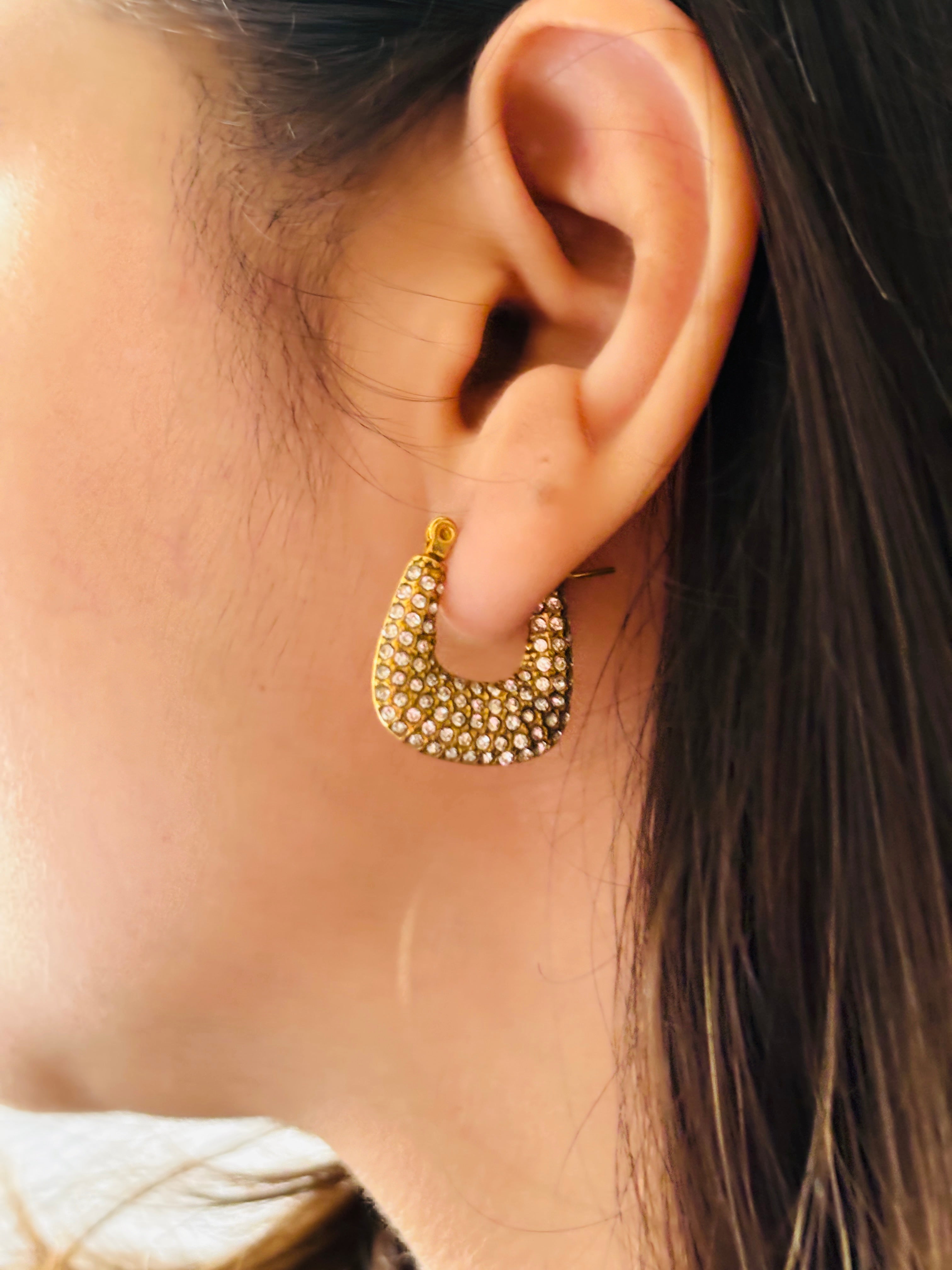 AD diamond studded bag earring