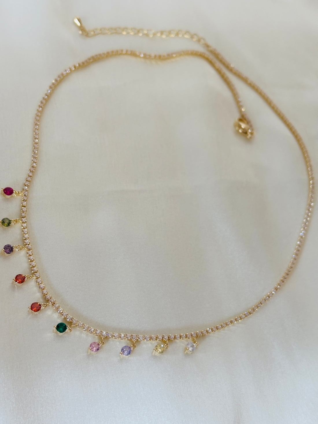 Multi gemstones drop necklace