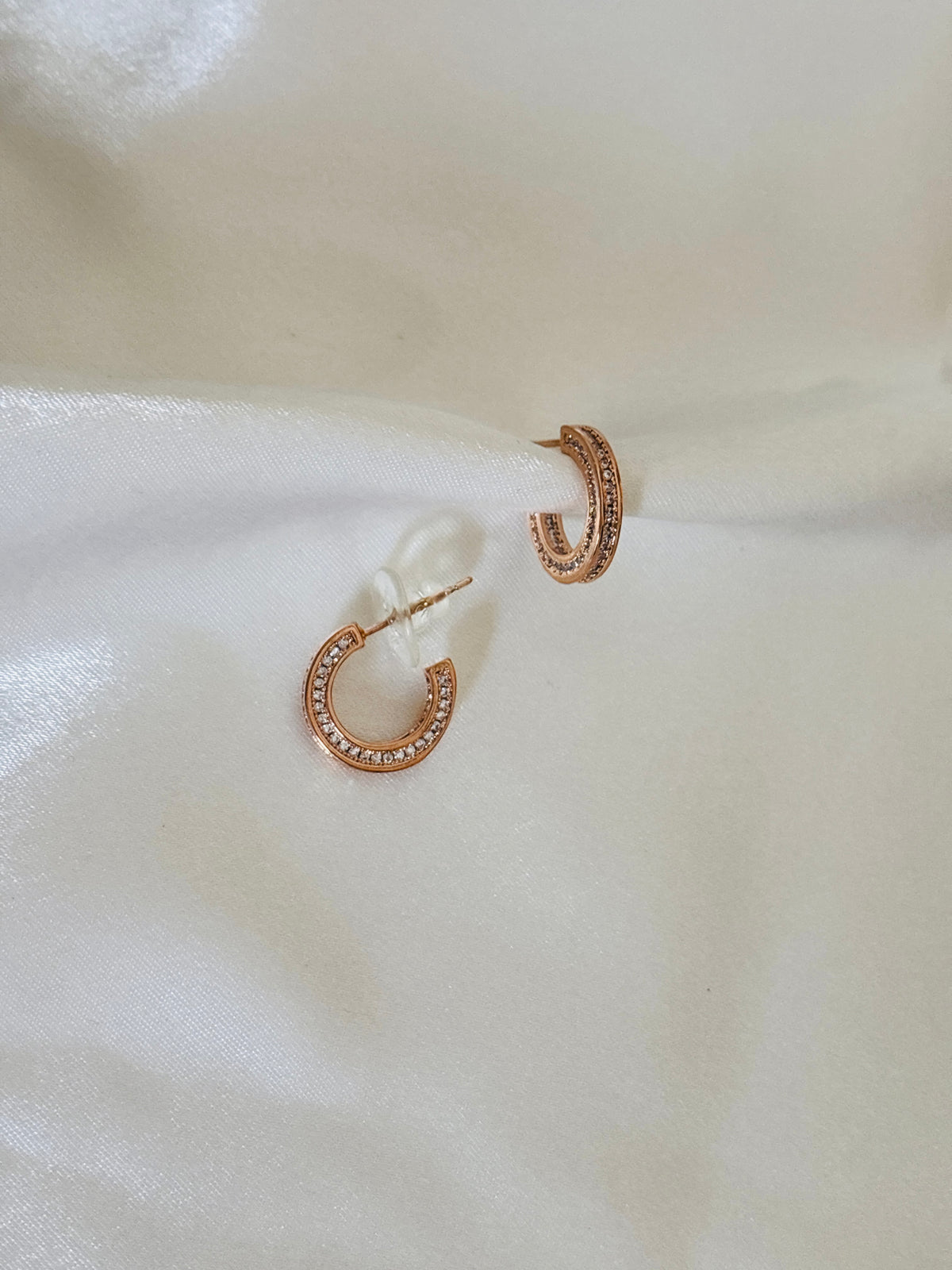 Rose gold c hoop earrings