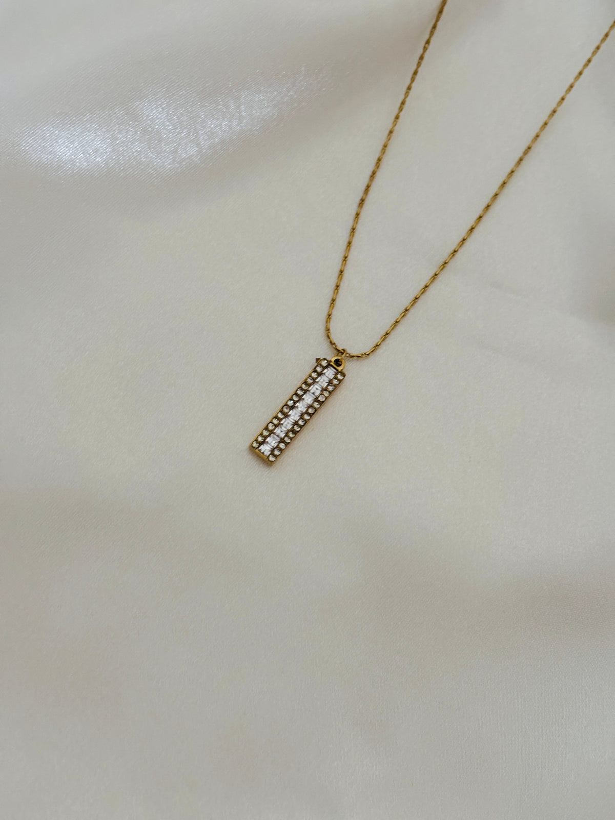 Pave bar necklace