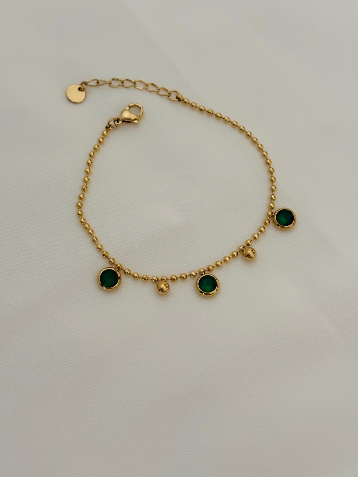Emerald drop chain bracelet