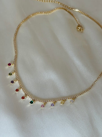 Multi gemstones drop necklace