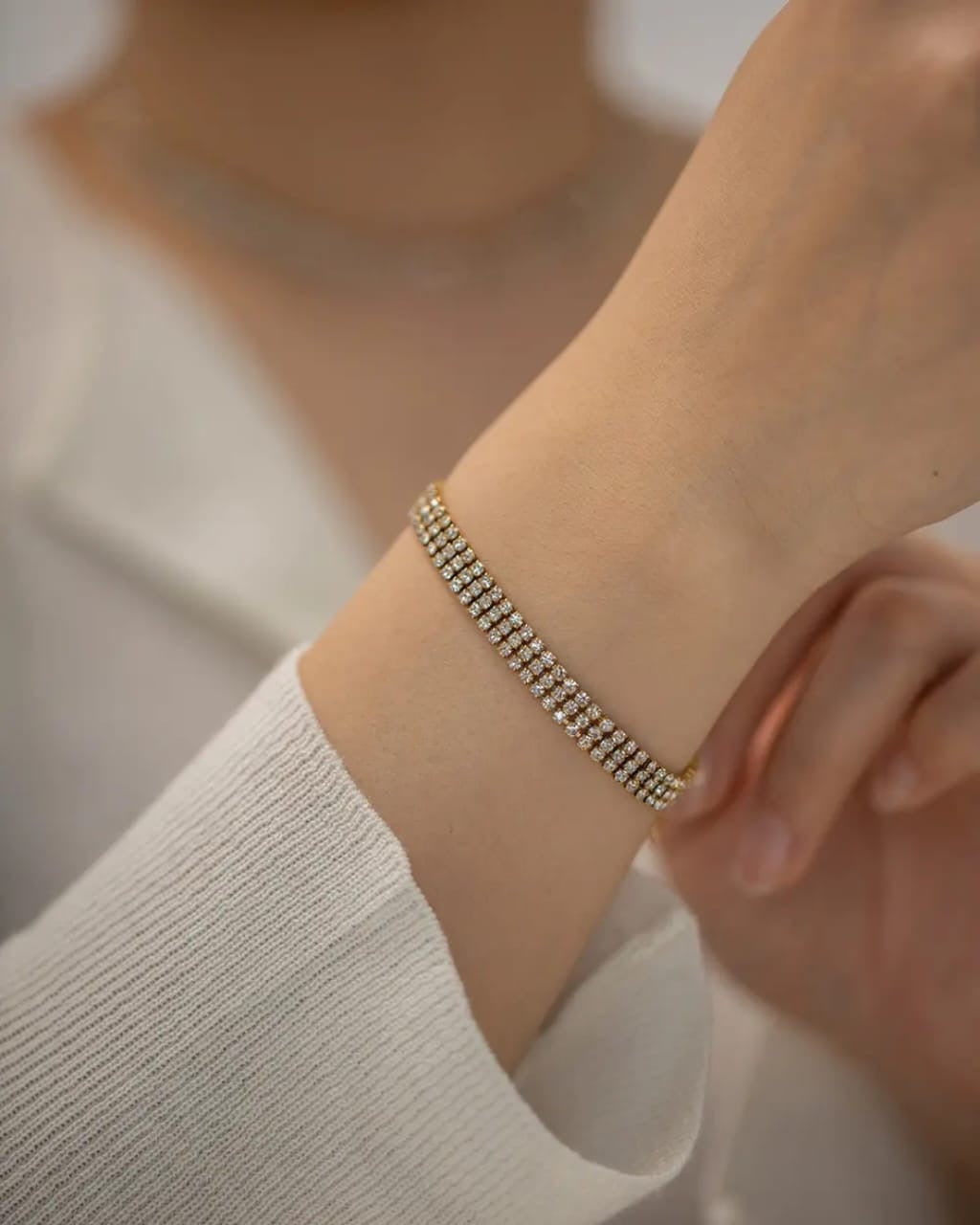 Three layer tennis chain bracelet