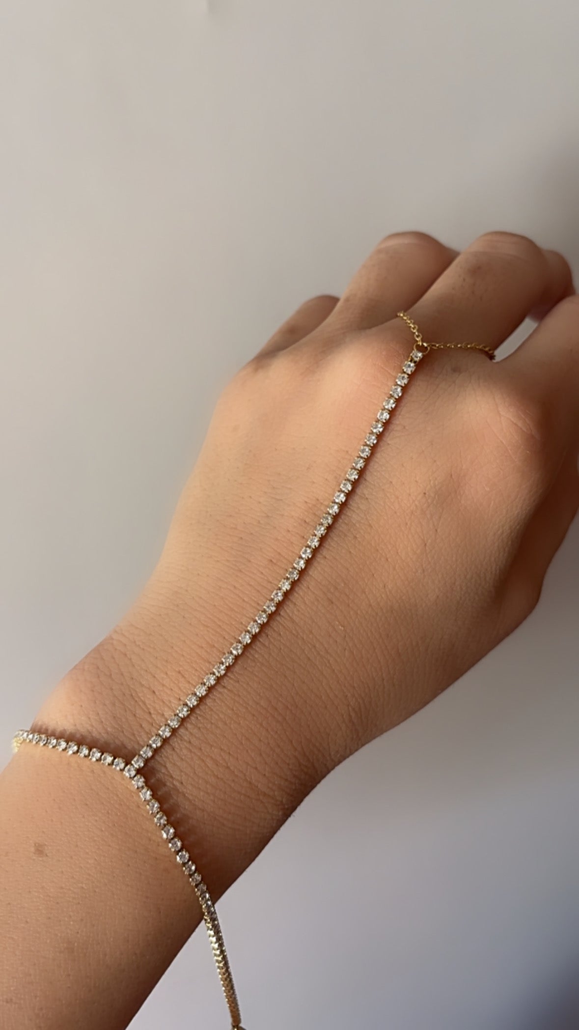 Tennis hand chain bracelet