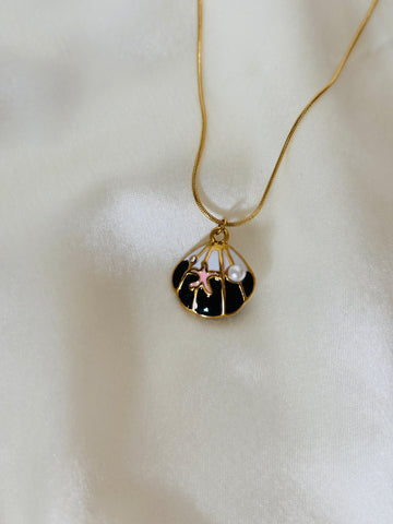 Enamel sea charm necklace