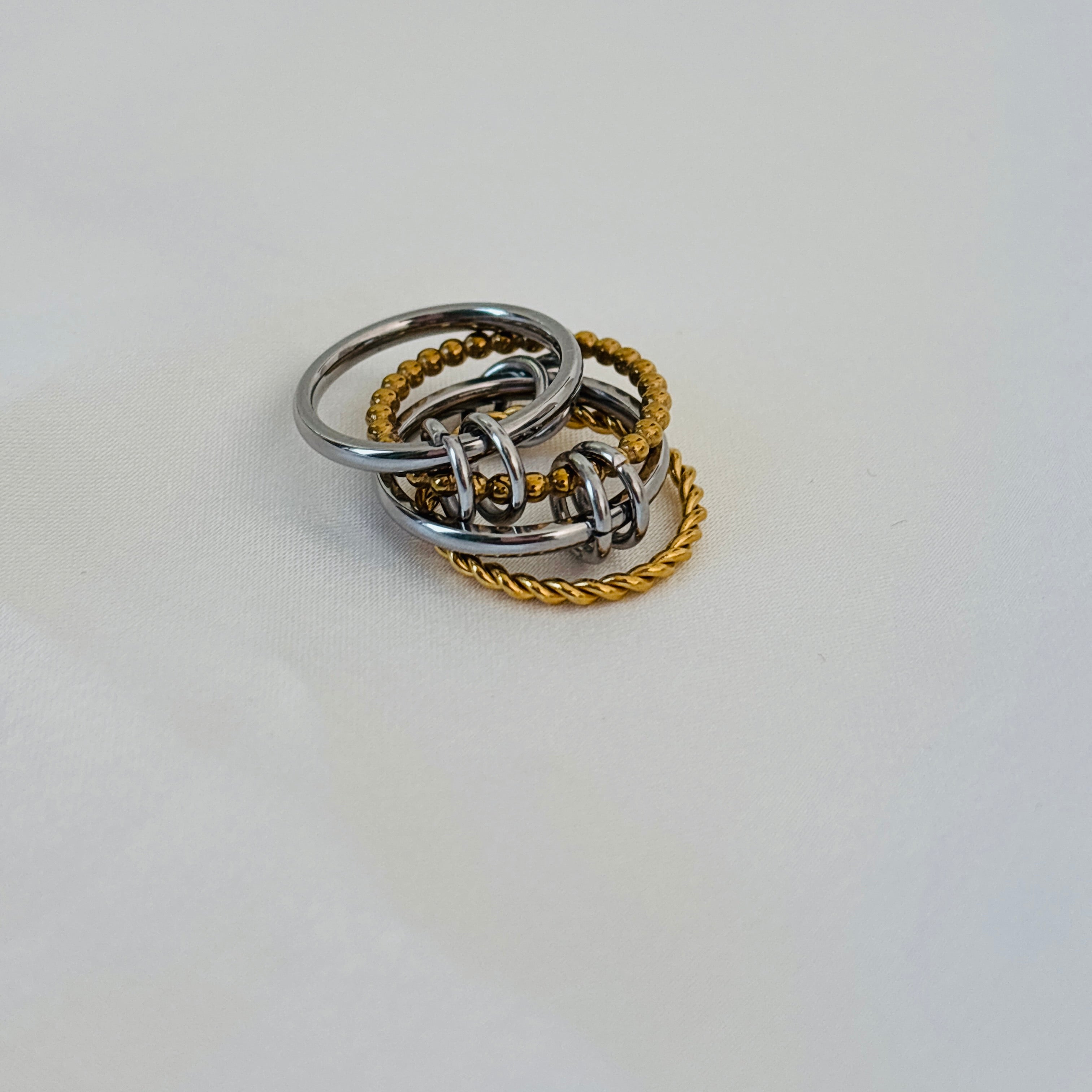 Two tone set of four ring