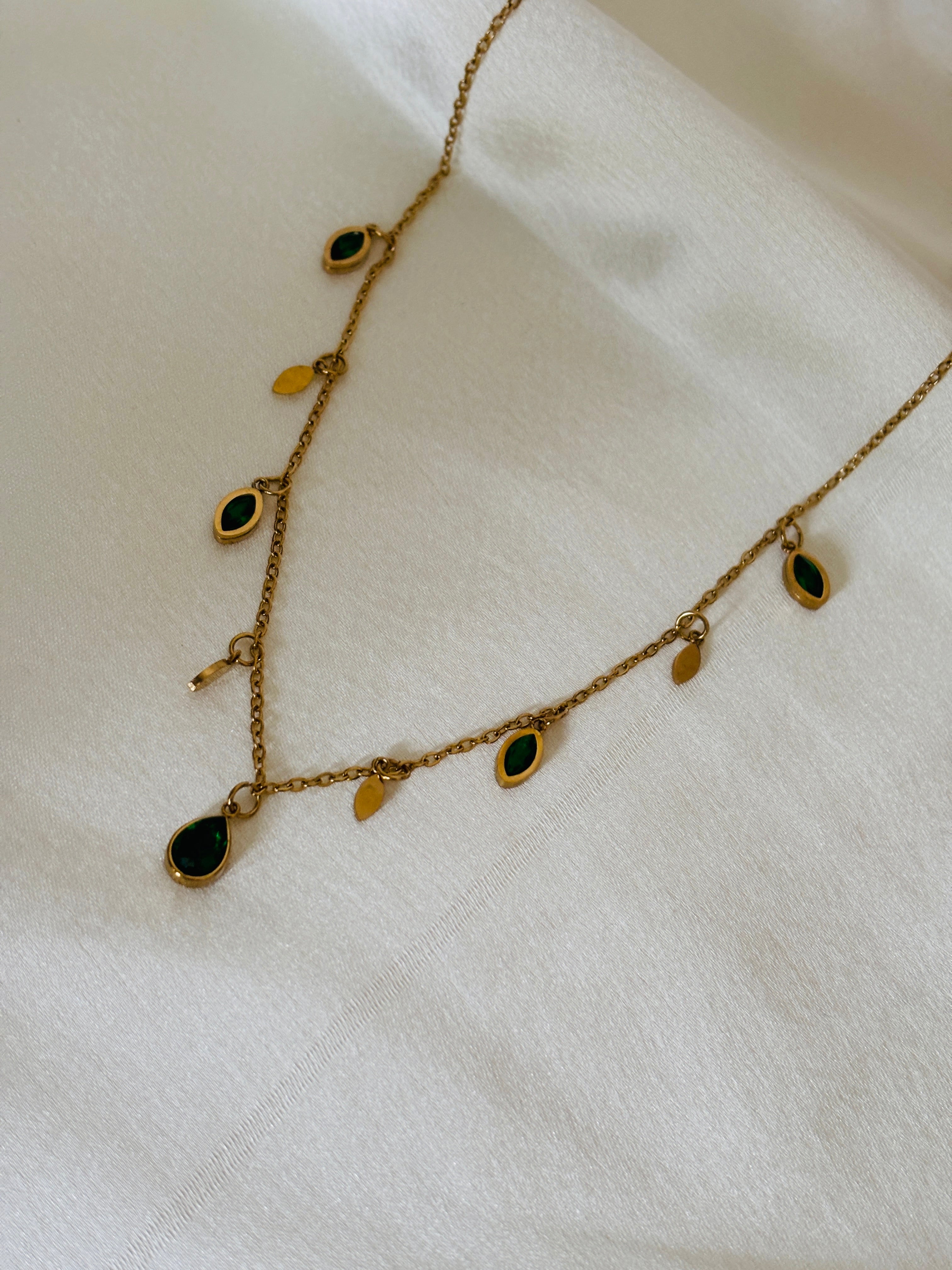 Emerald charm necklace