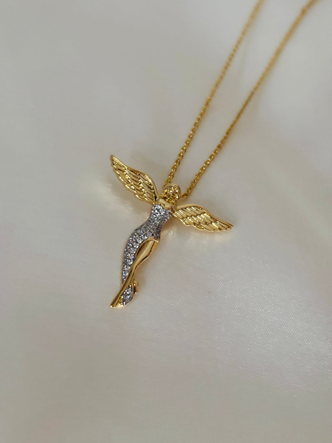 Celestial angel two tone necklace