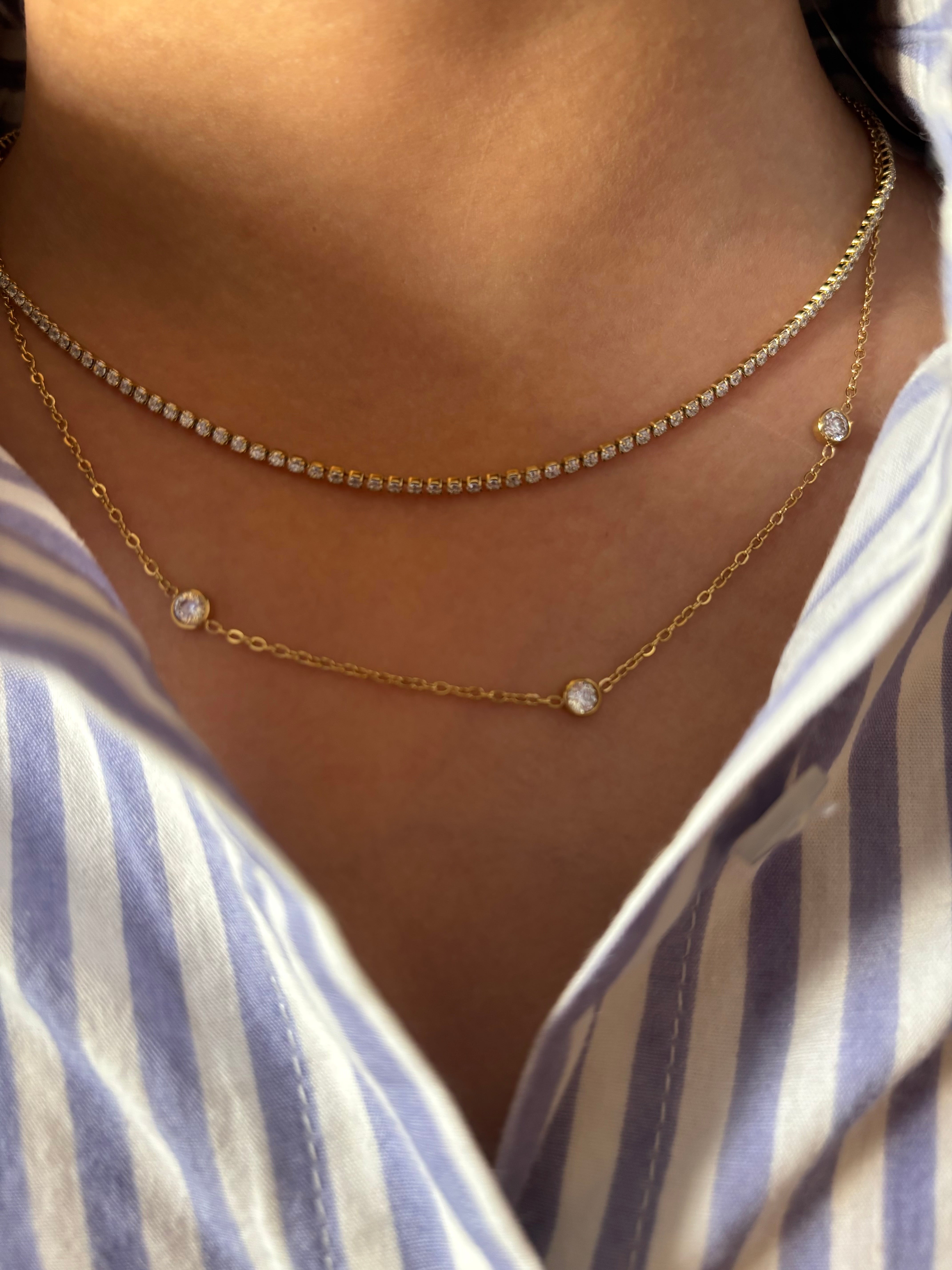Tennis layer minimal necklace