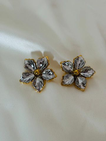 Two tone flora earring