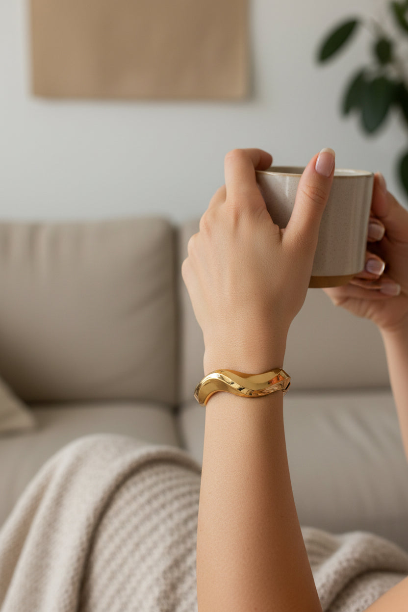 Bold wave kada bracelet