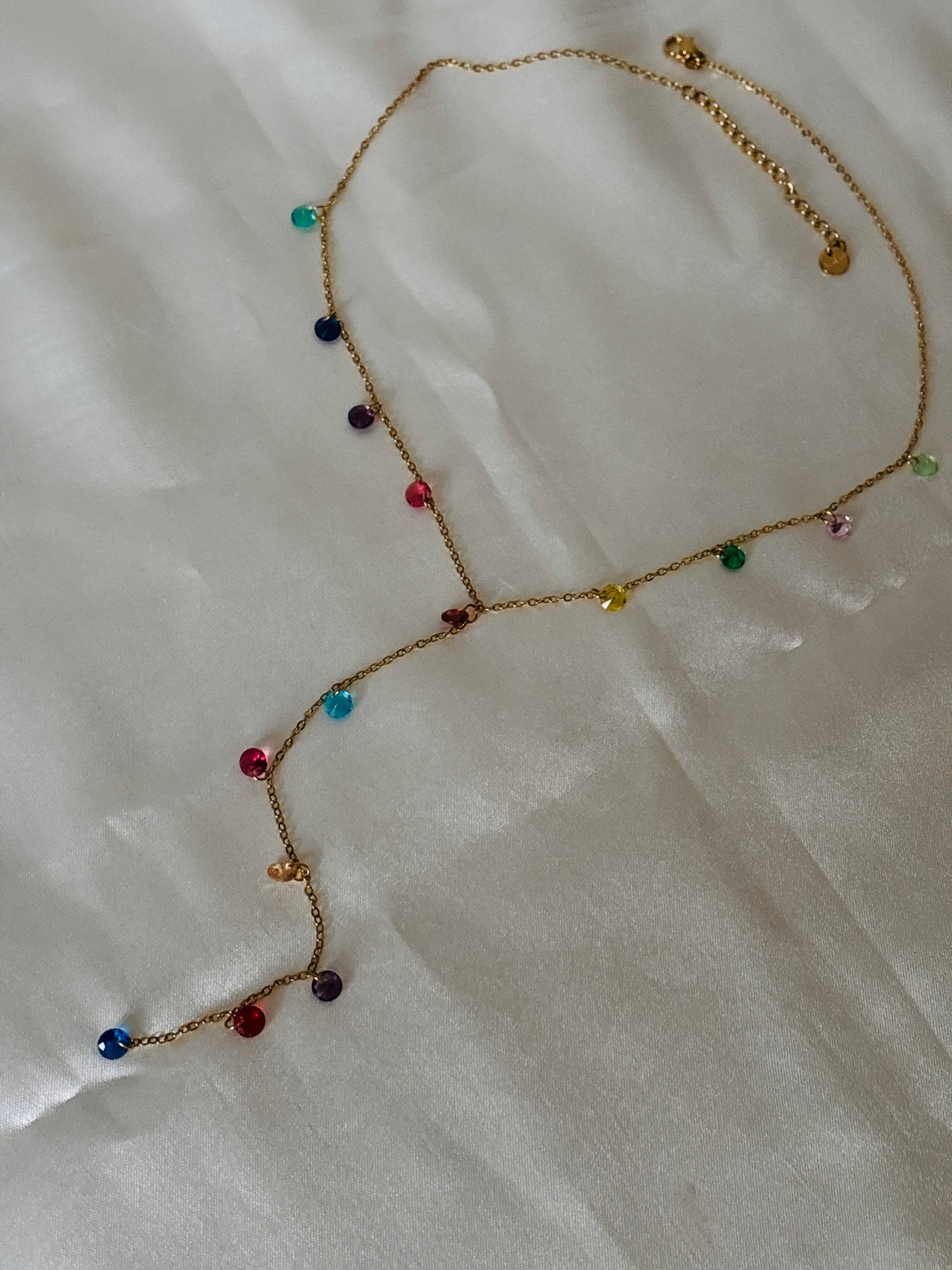 Menesa multi crystal Y necklace