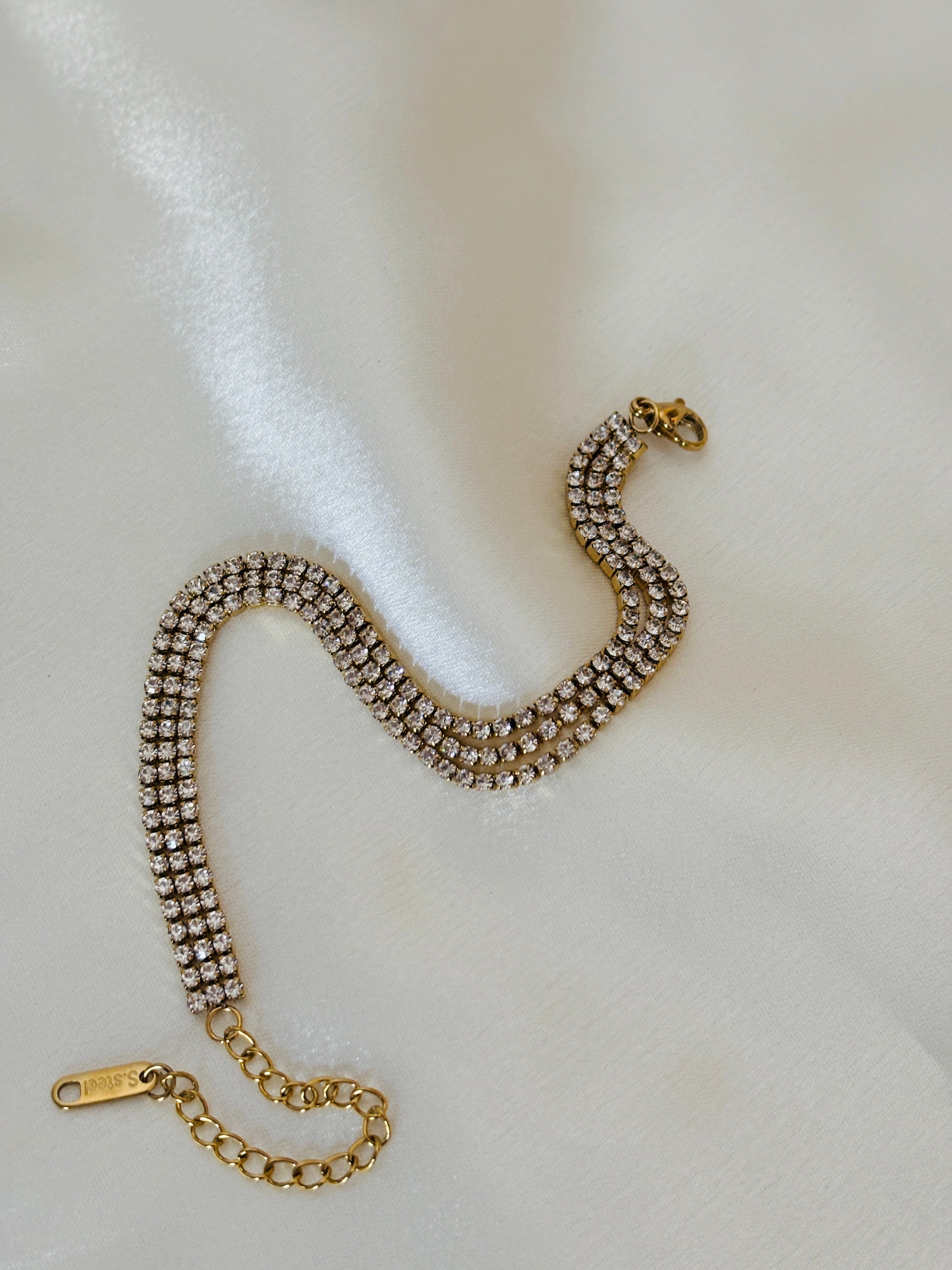 Three layer tennis chain bracelet