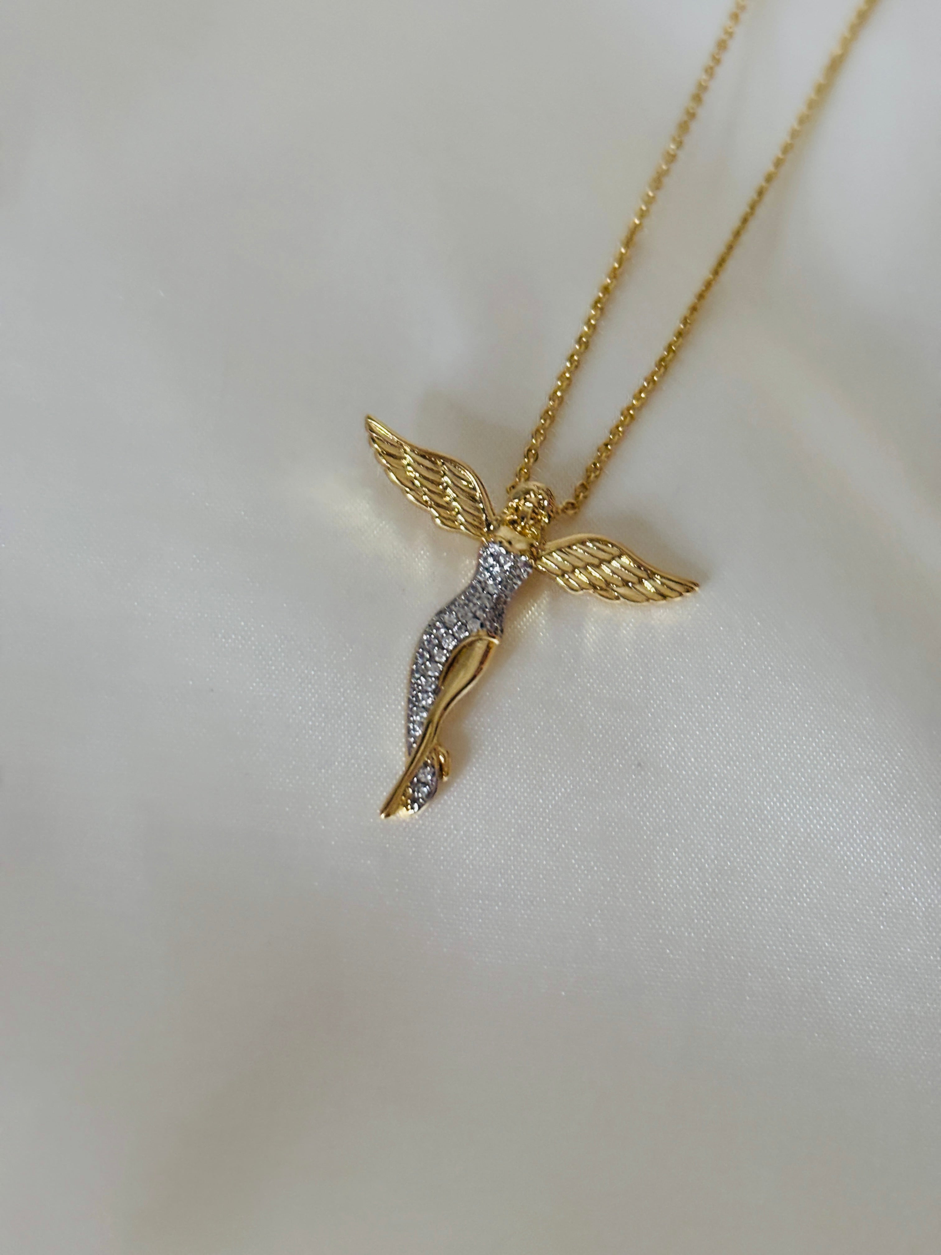 Celestial angel two tone necklace