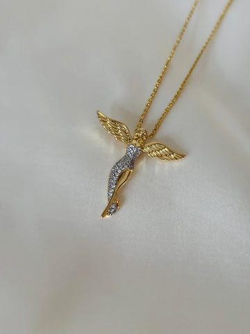 Celestial angel two tone necklace