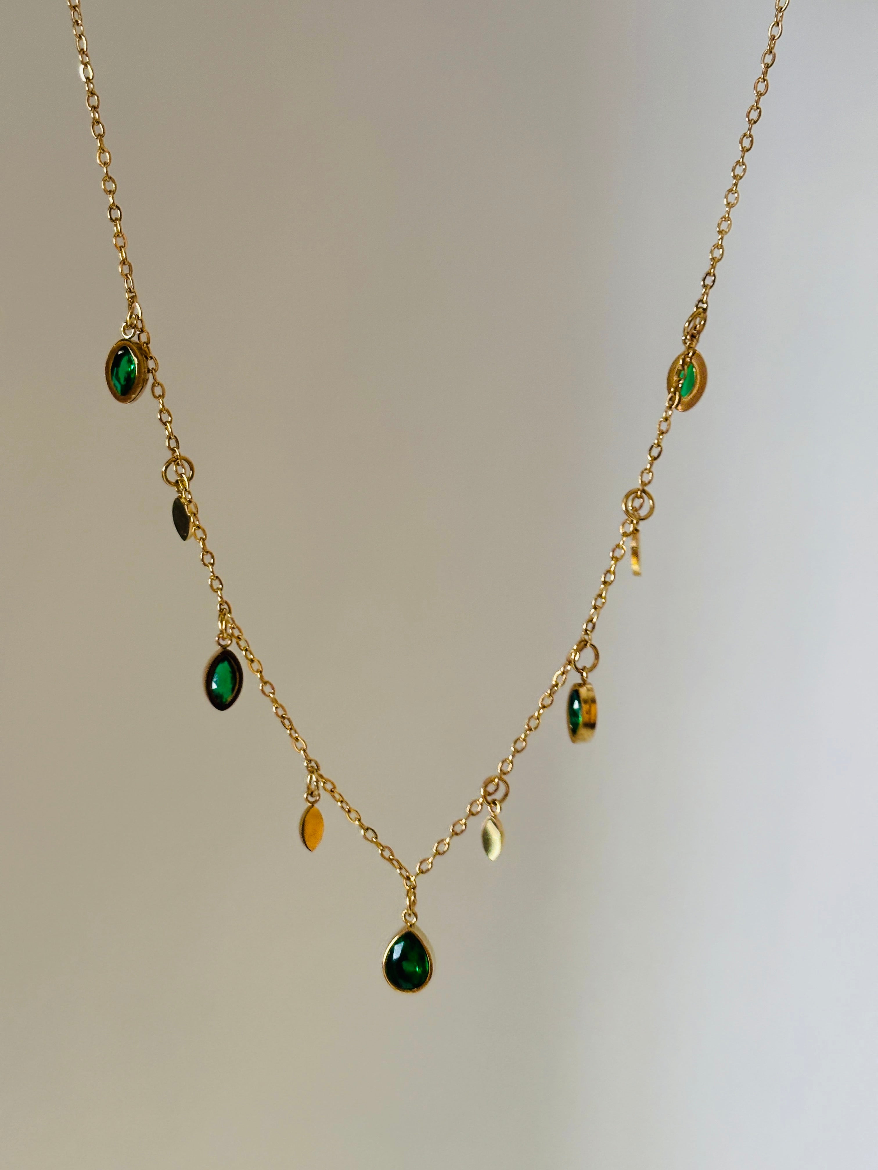 Emerald charm necklace