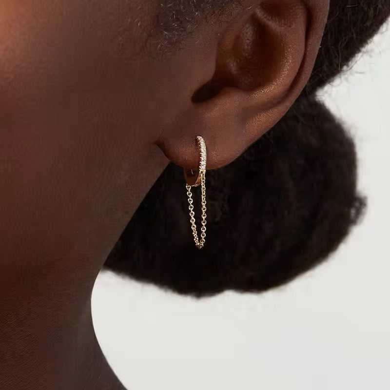 Chain ring hoop earring