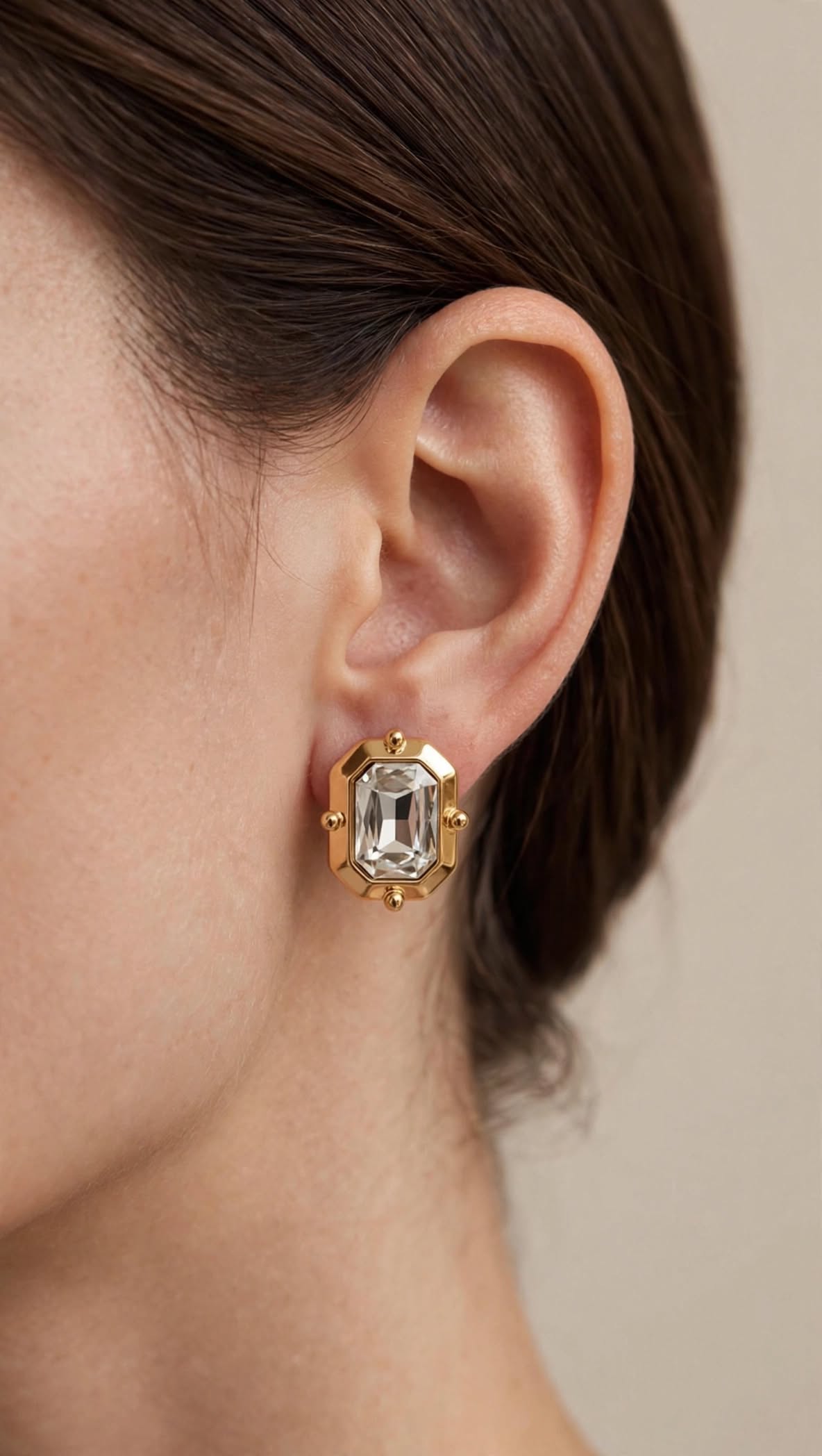 Crystal octagon earring