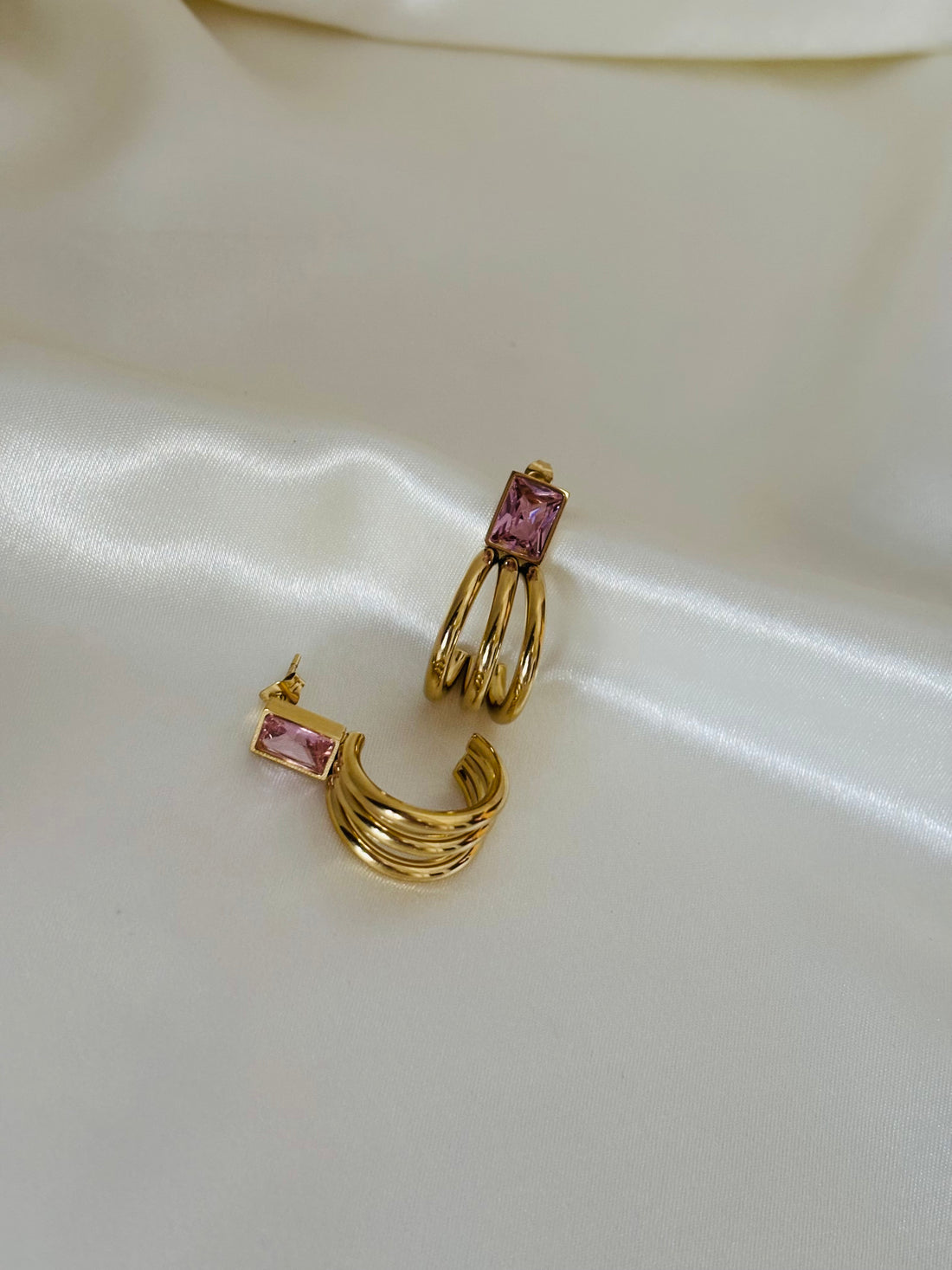 Pink claw earring
