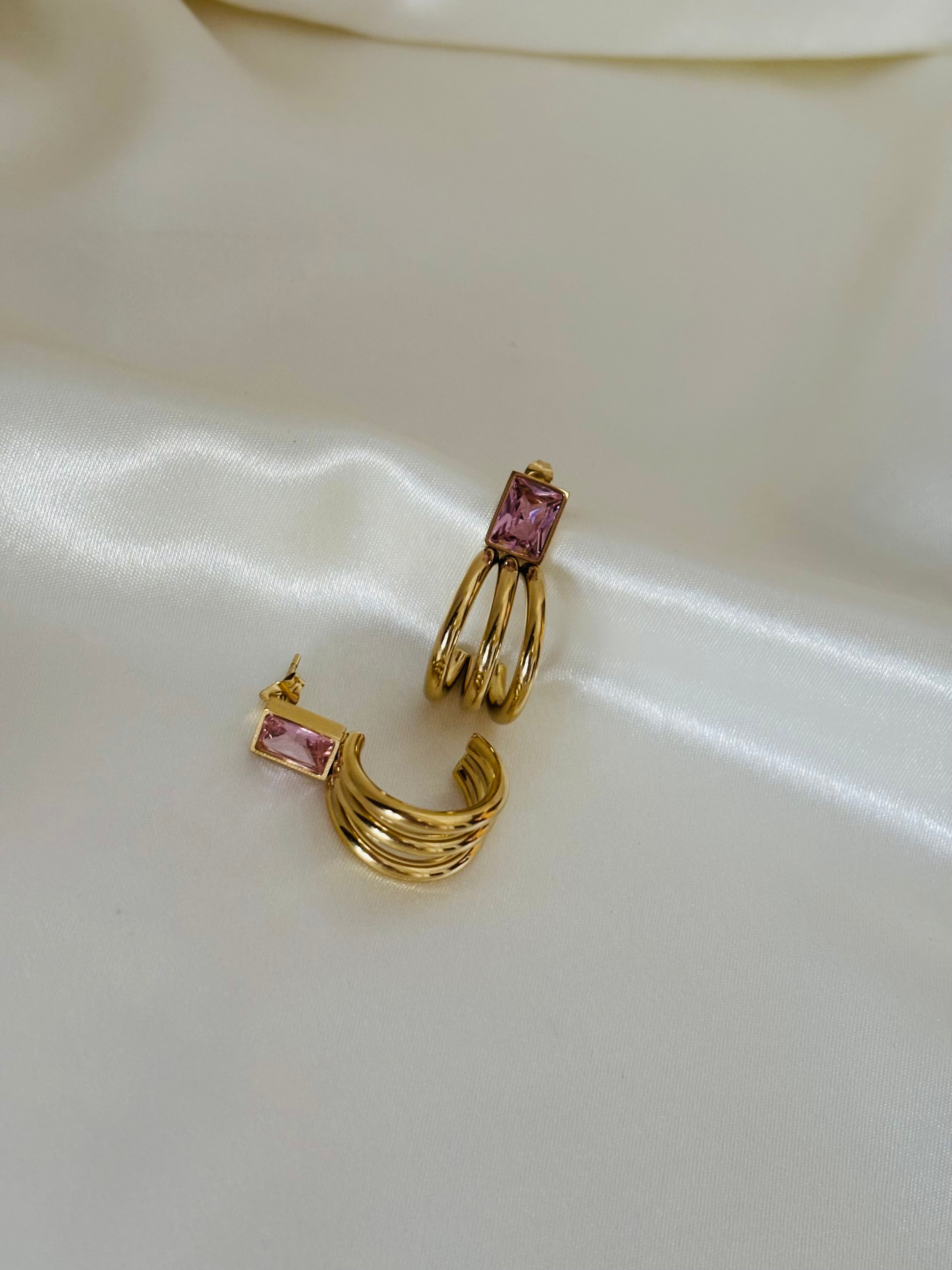 Pink claw earring
