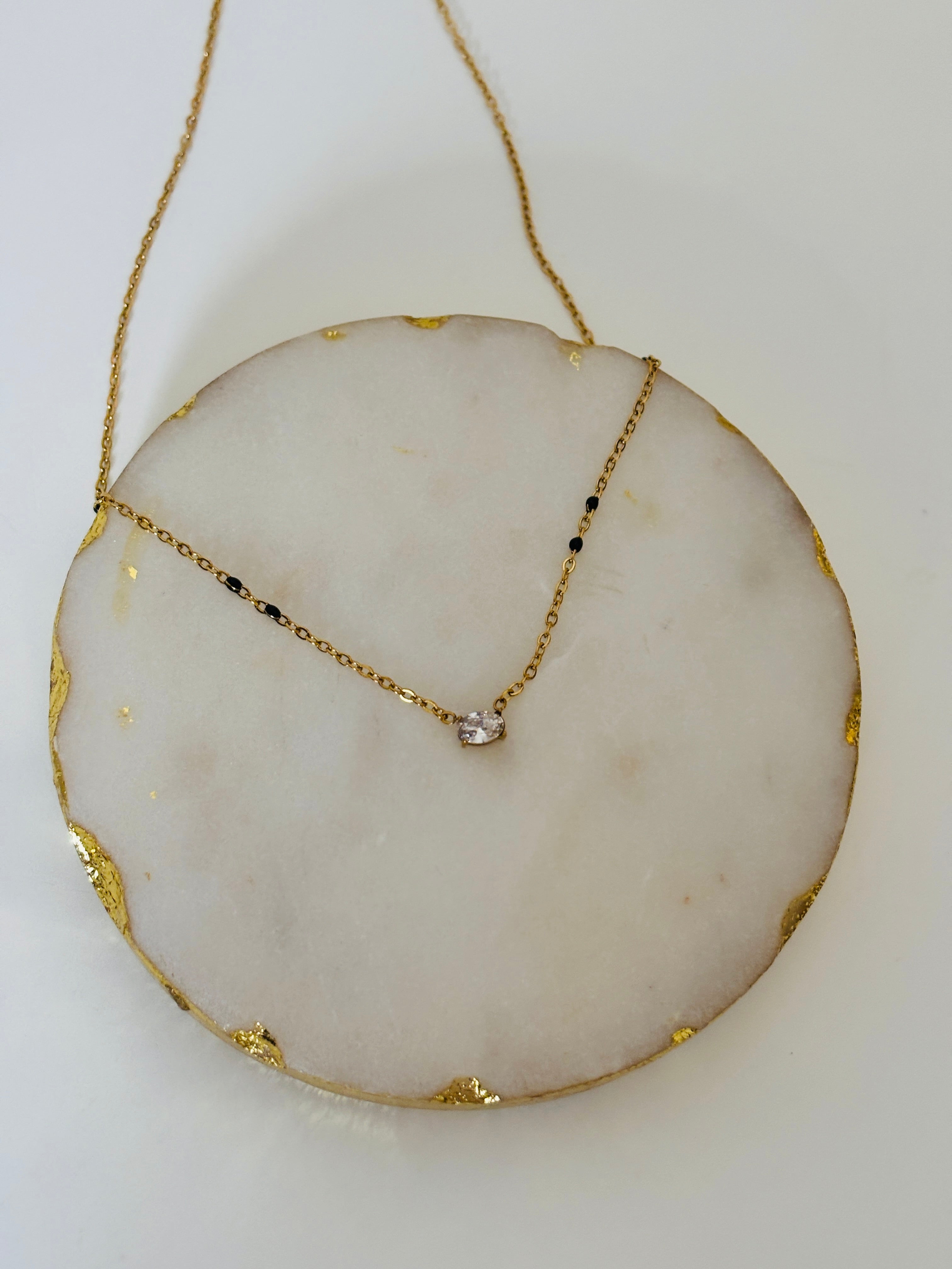 Oval solitaire mangalsutra necklace