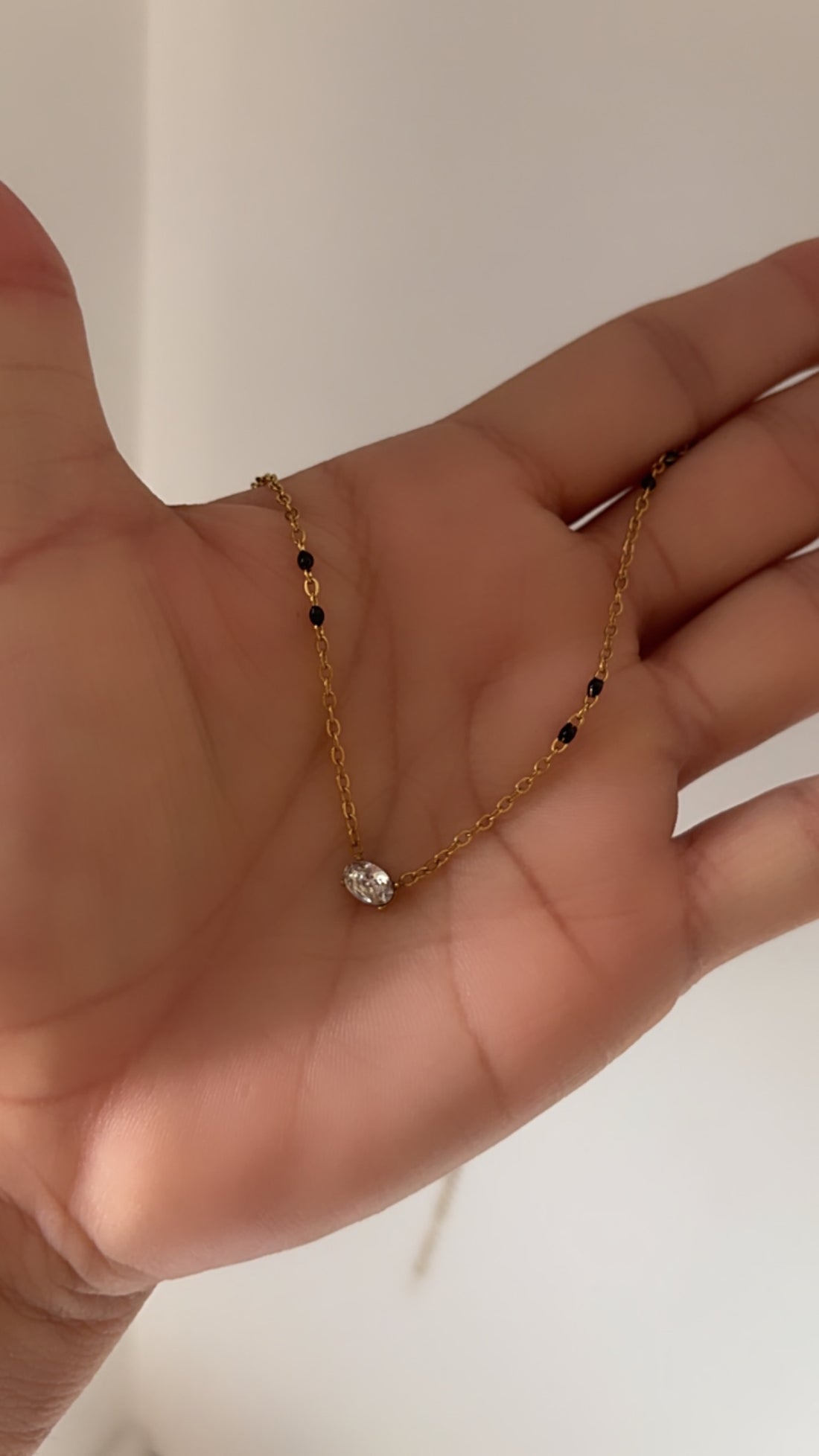 Oval solitaire mangalsutra necklace