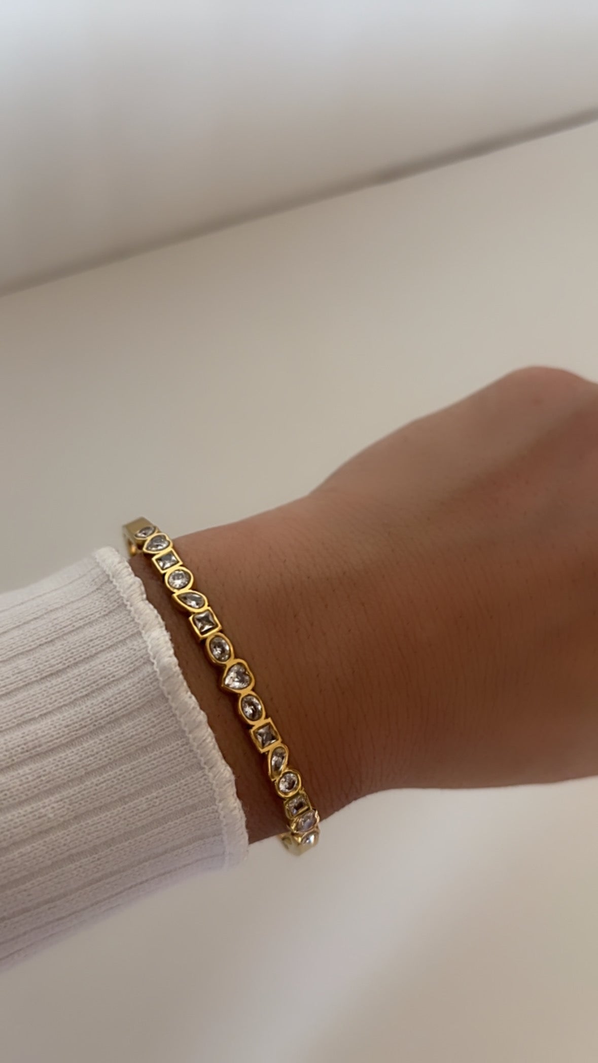 Geometrical diamond cut kada bracelet