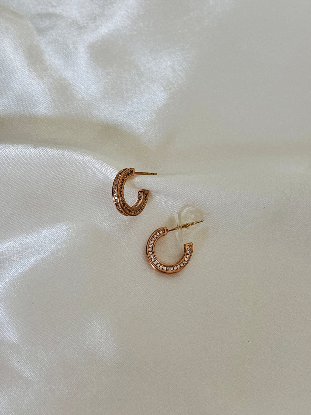 Rose gold c hoop earrings