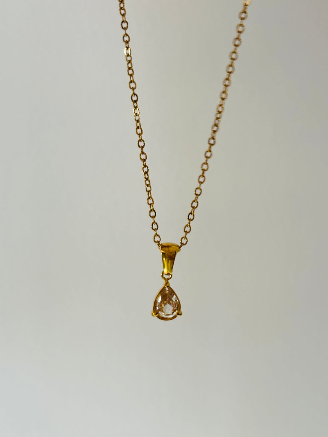 Almond clear drop necklace