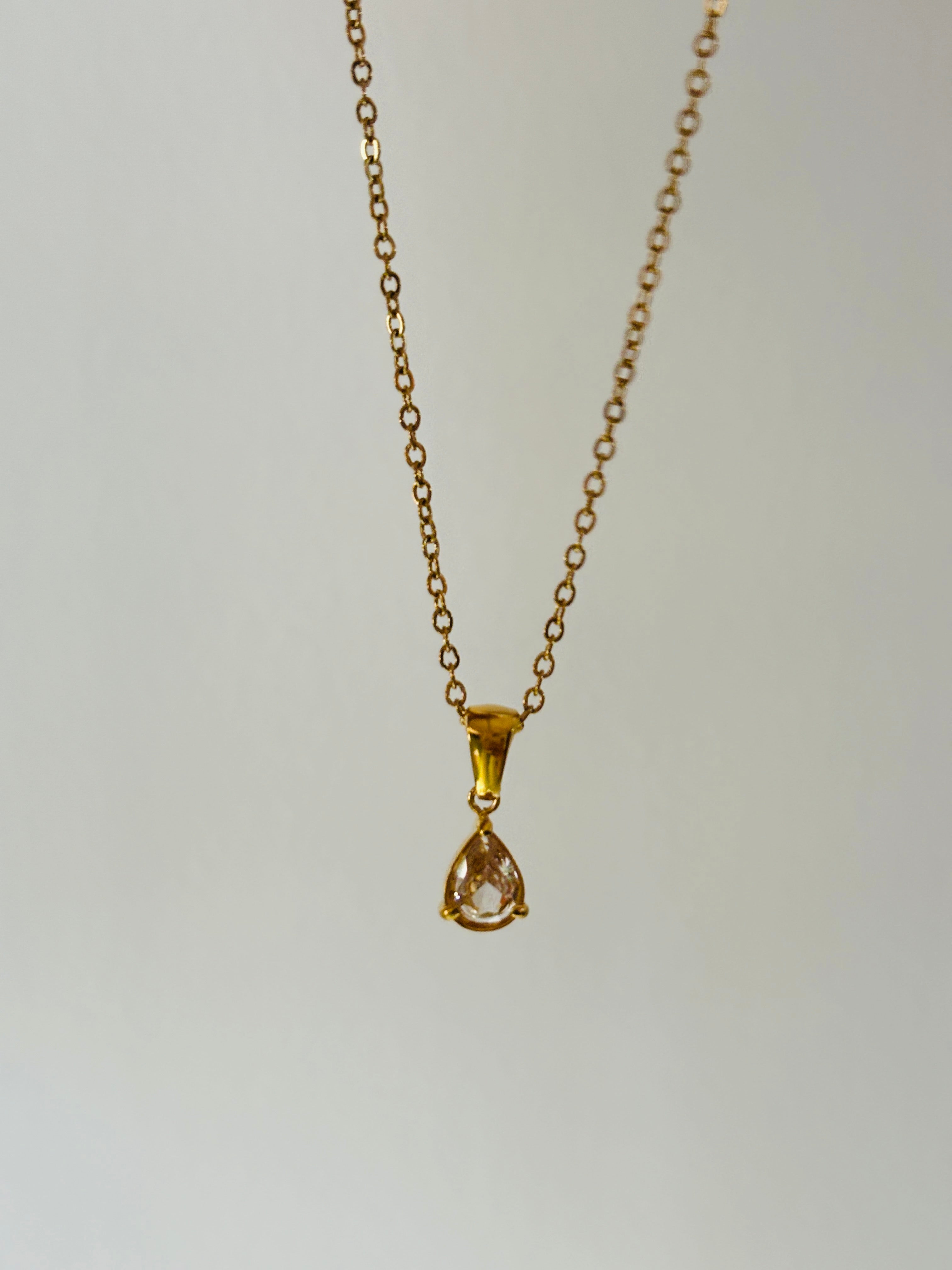 Almond clear drop necklace