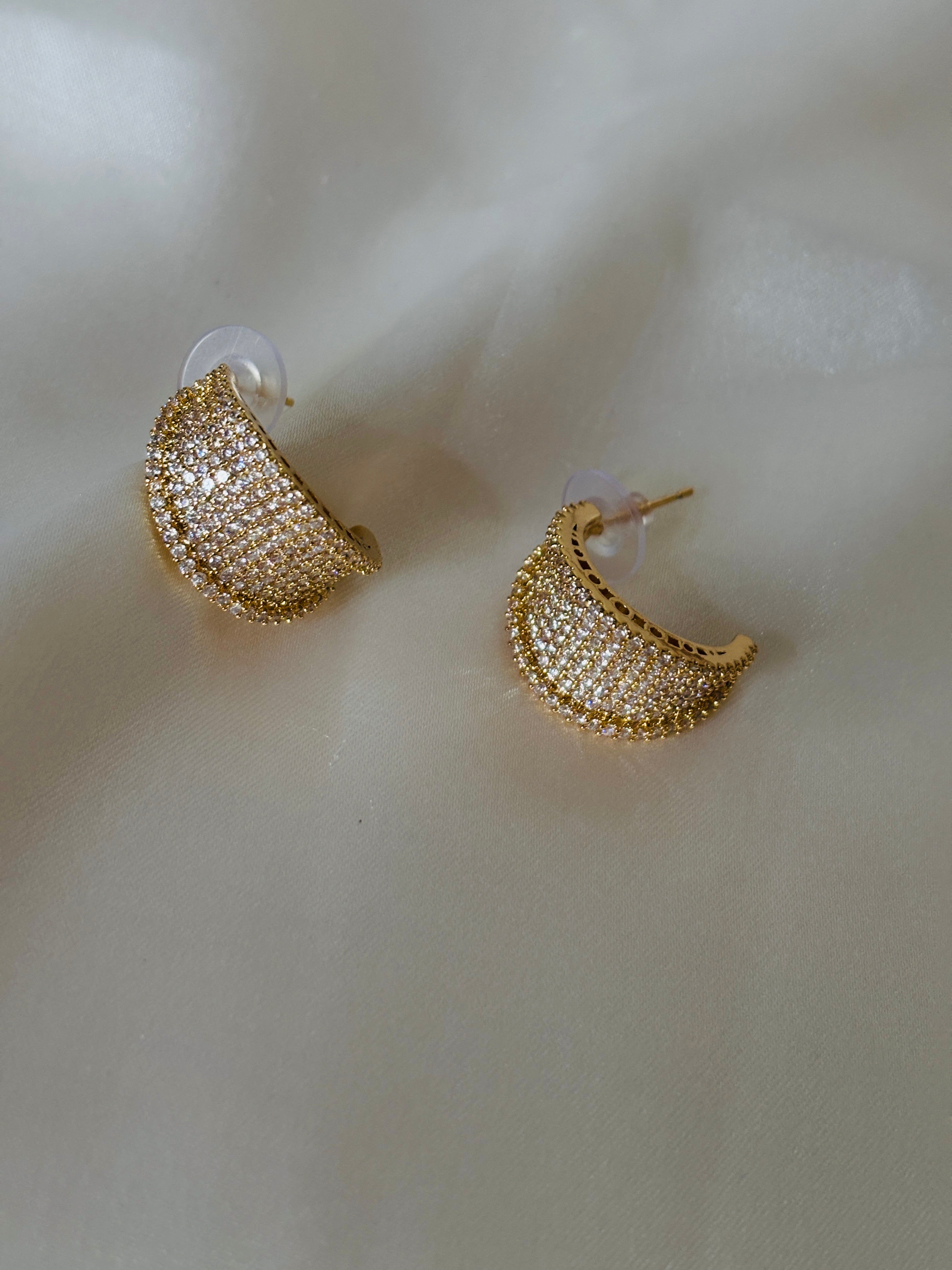 Reina C earrings,AD diamond studded
