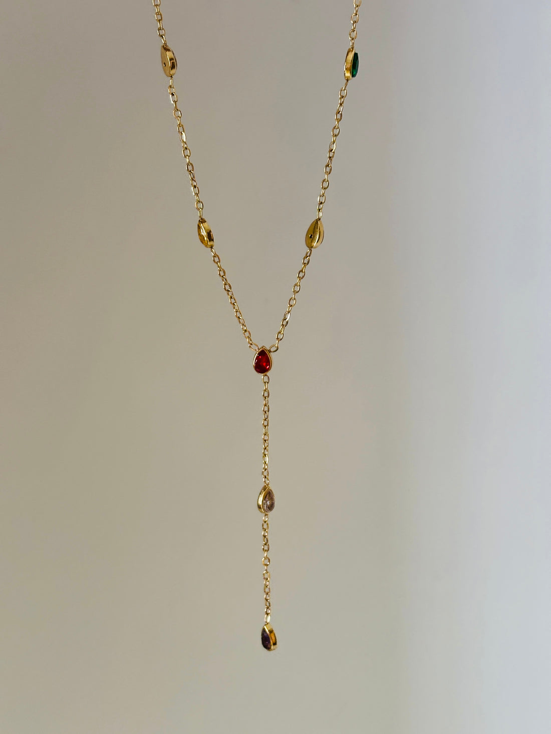 Minimal multi colour Y necklace