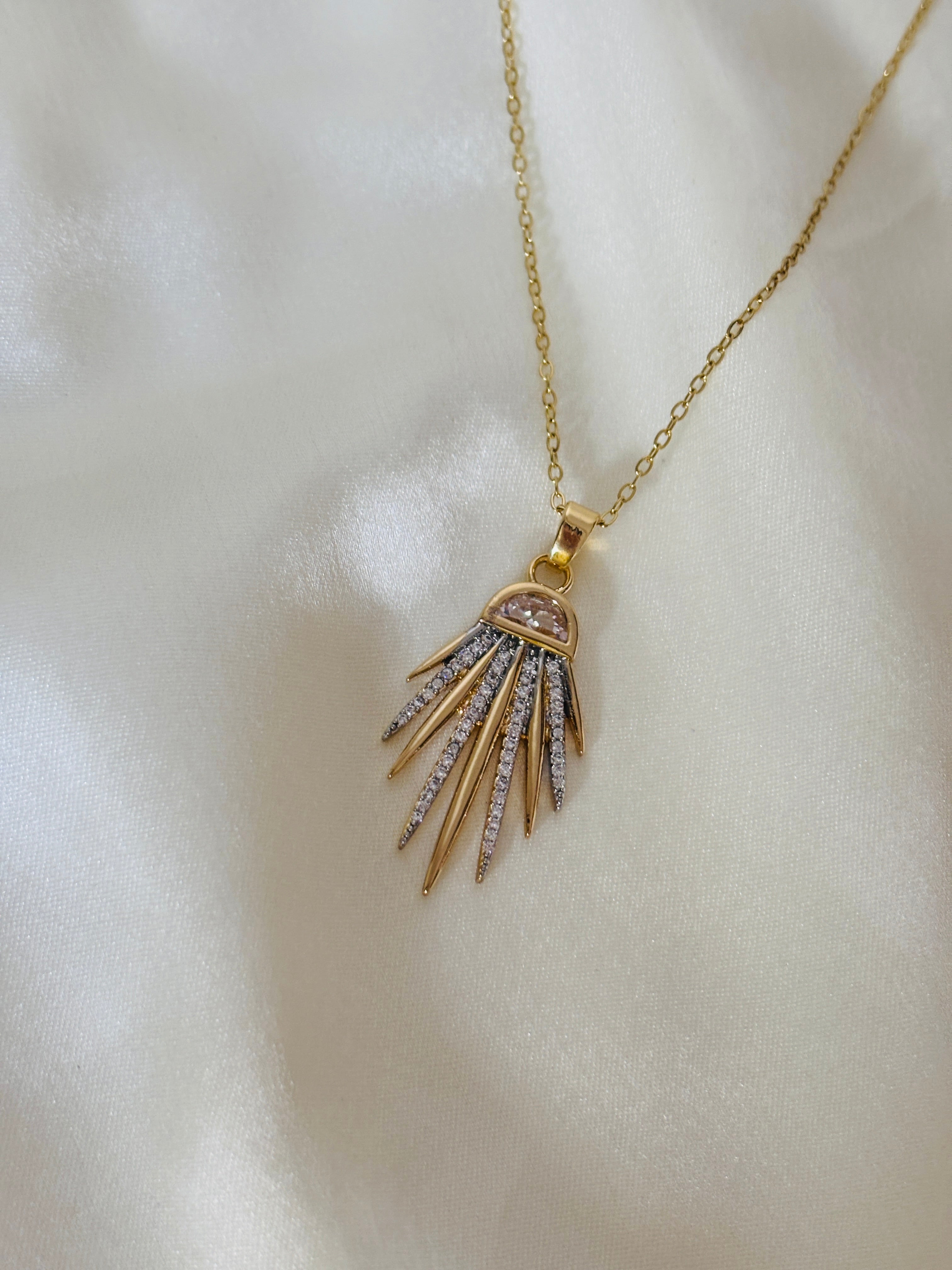 AD diamond studded claw necklace