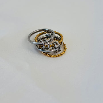 Two tone set of four ring
