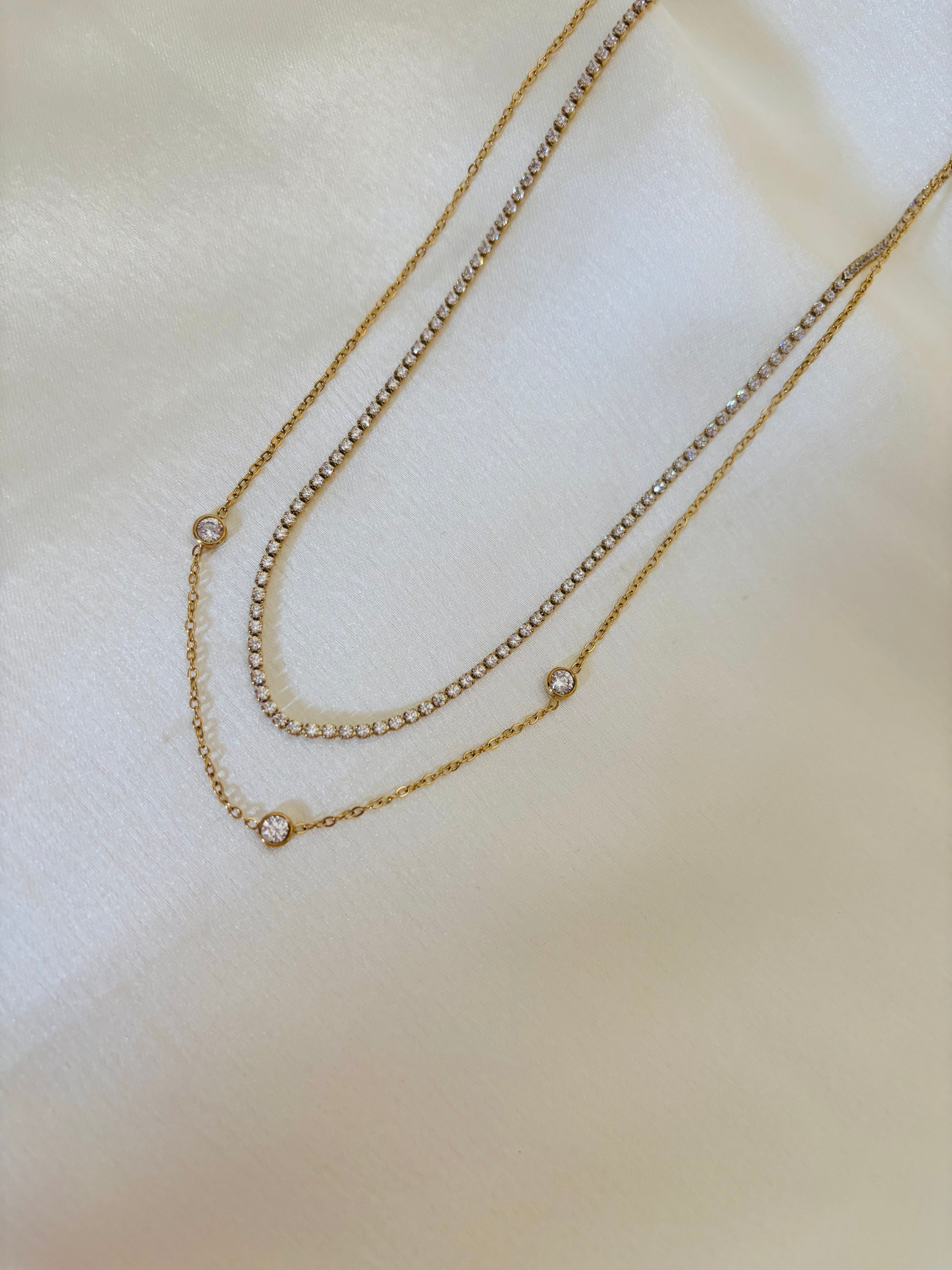 Tennis layer minimal necklace